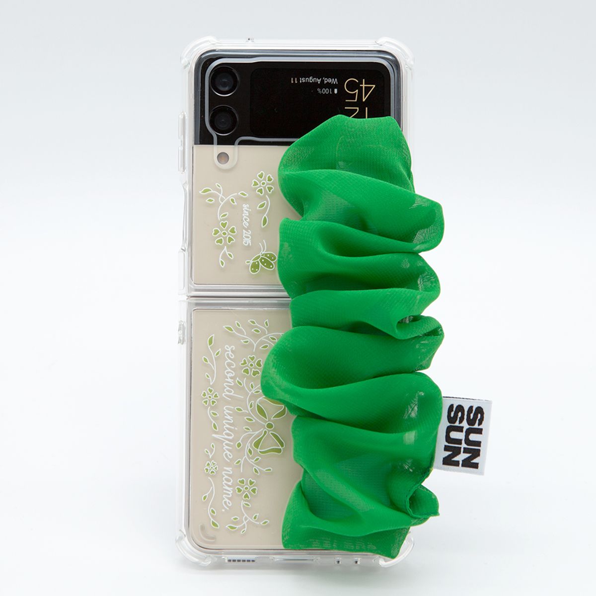 세컨드유니크네임(SECOND UNIQUE NAME) SUN CASE CHIFFON GOBULL GREEN (Z FLIP)