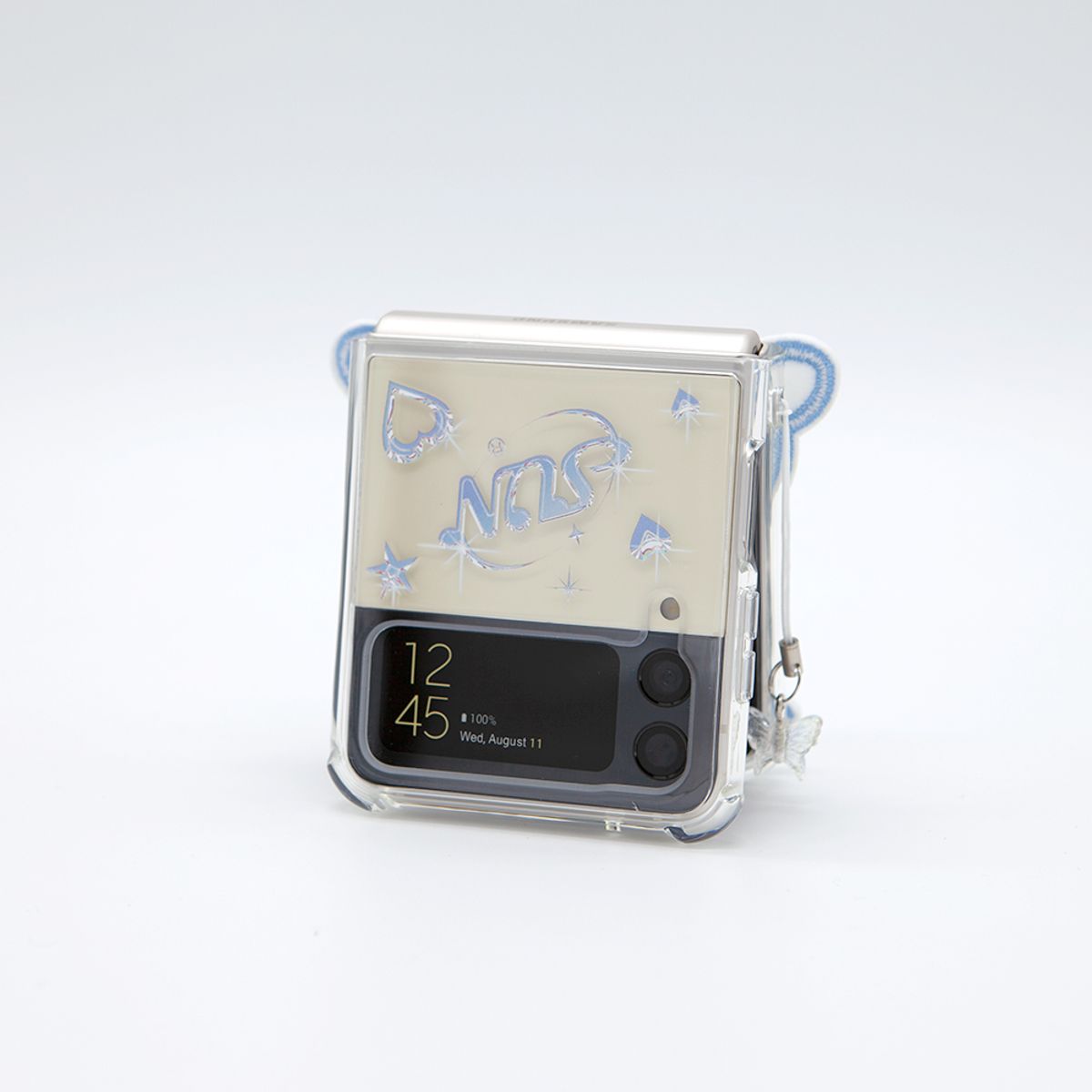 세컨드유니크네임(SECOND UNIQUE NAME) SUN CASE CLEAR  PATCH BUTTERFLY BLUE (Z FLIP)