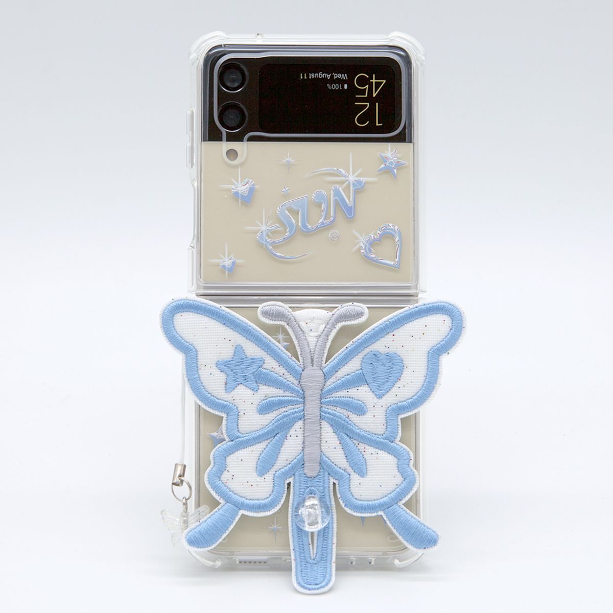 세컨드유니크네임(SECOND UNIQUE NAME) SUN CASE CLEAR  PATCH BUTTERFLY BLUE (Z FLIP)