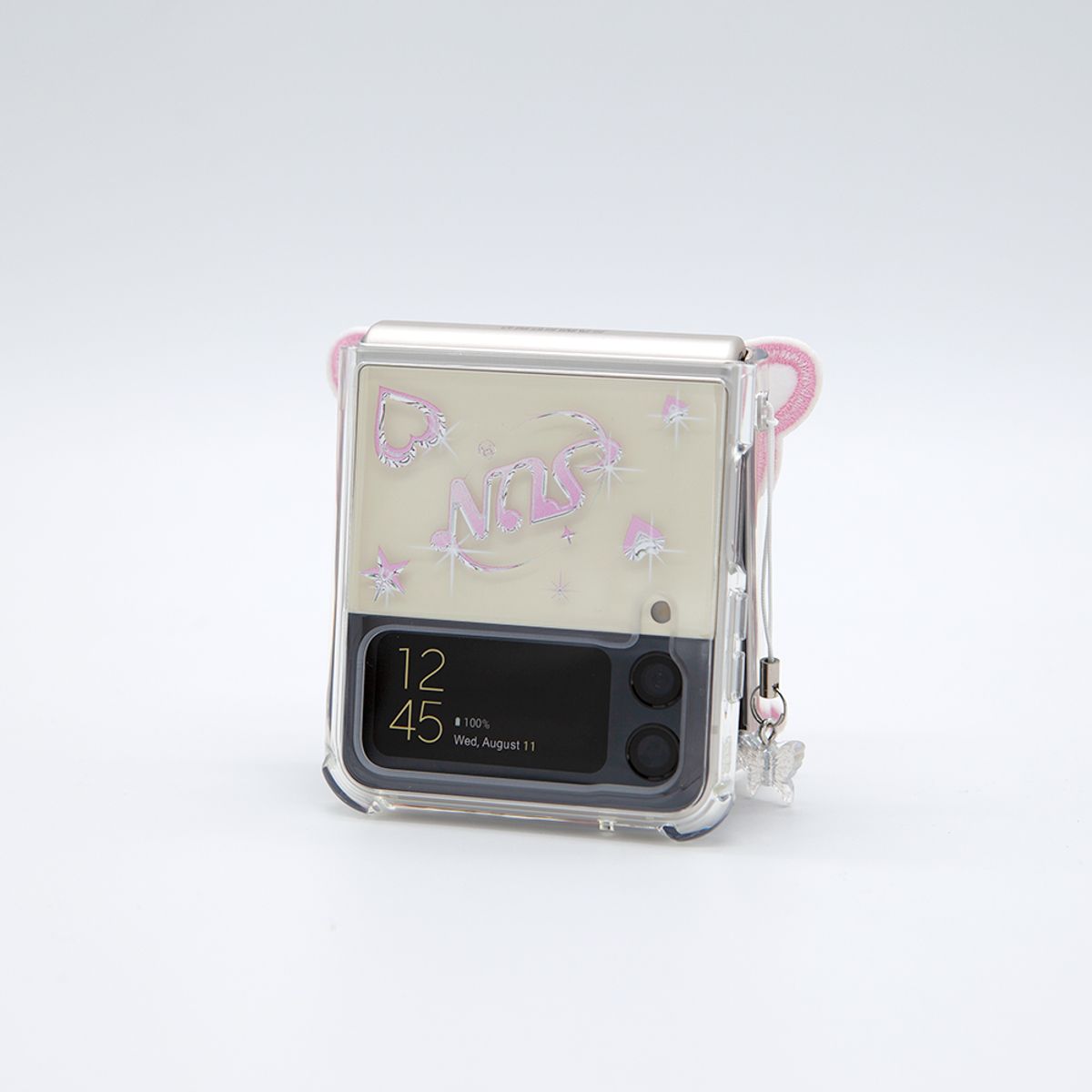 세컨드유니크네임(SECOND UNIQUE NAME) SUN CASE CLEAR  PATCH BUTTERFLY PINK (Z FLIP)