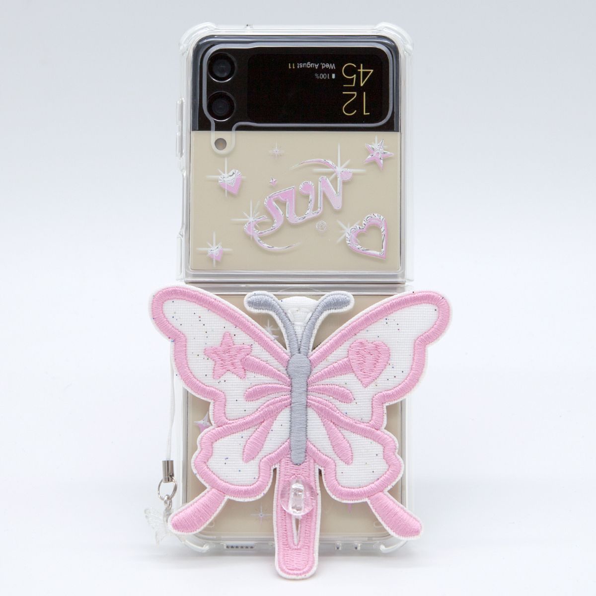 세컨드유니크네임(SECOND UNIQUE NAME) SUN CASE CLEAR  PATCH BUTTERFLY PINK (Z FLIP)