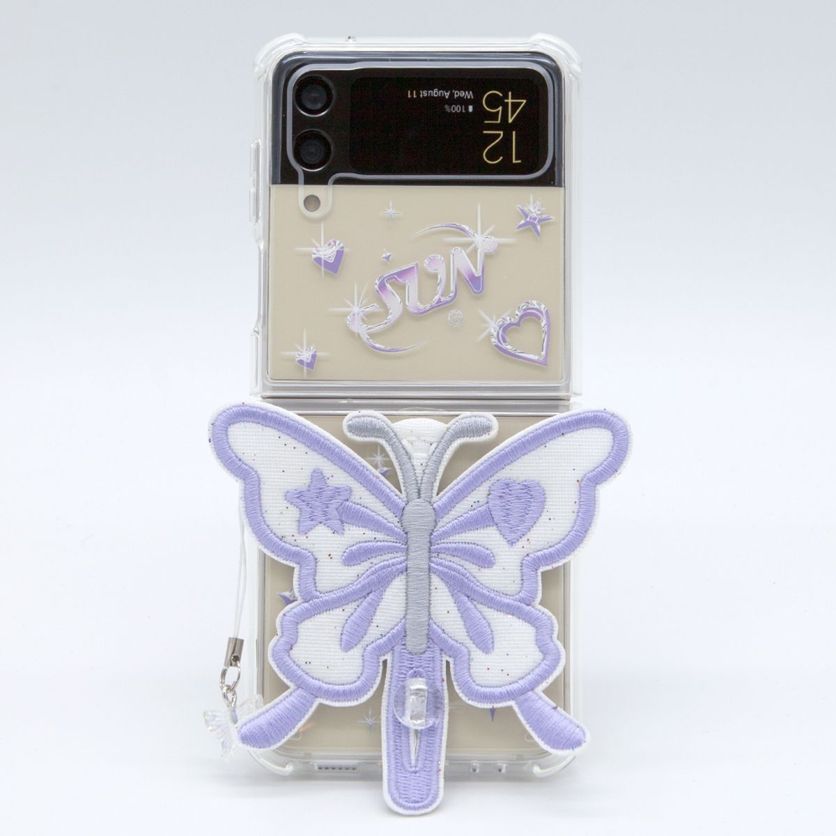 세컨드유니크네임(SECOND UNIQUE NAME) SUN CASE CLEAR  PATCH BUTTERFLY PURPLE (Z FLIP)