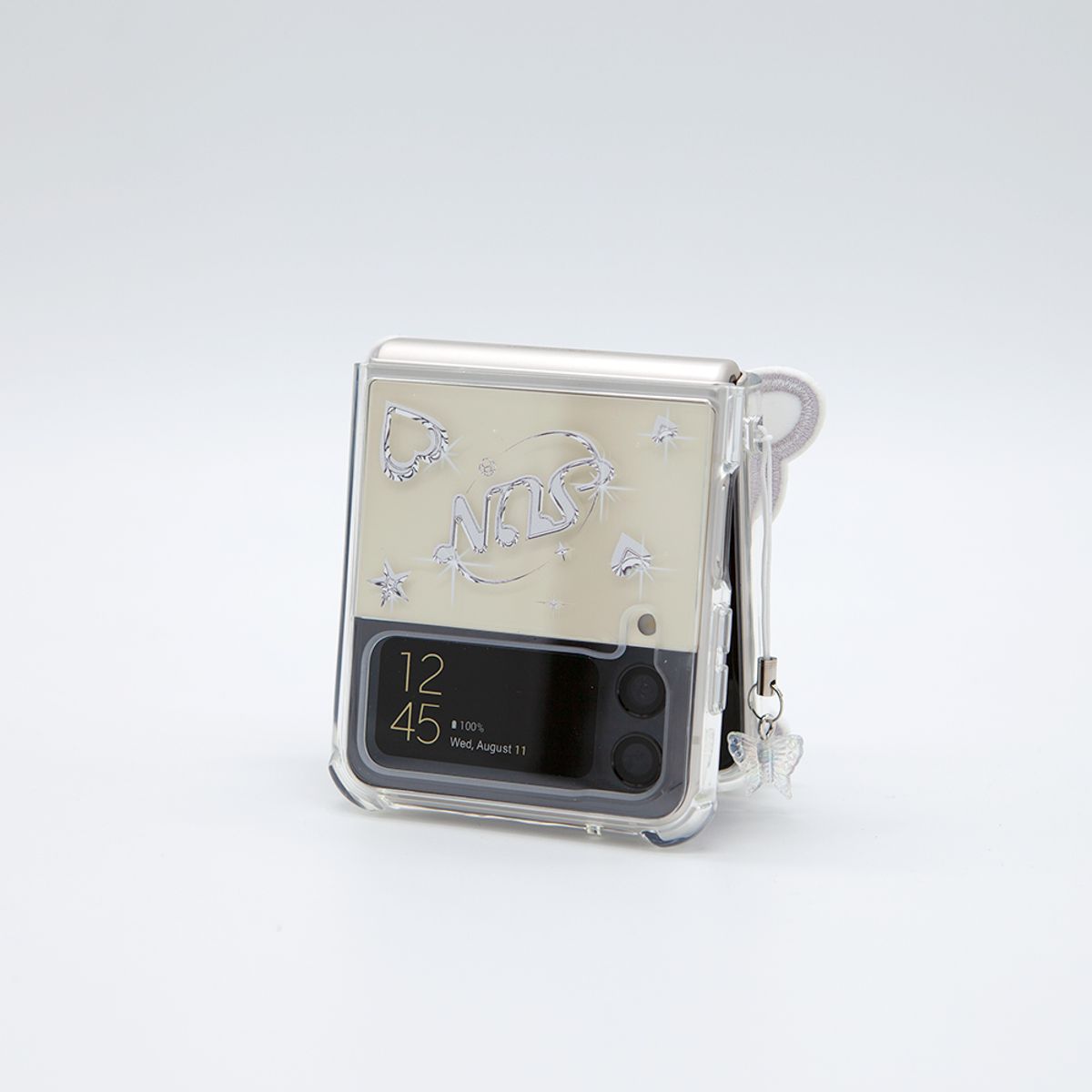 세컨드유니크네임(SECOND UNIQUE NAME) SUN CASE CLEAR  PATCH BUTTERFLY SILVER (Z FLIP)