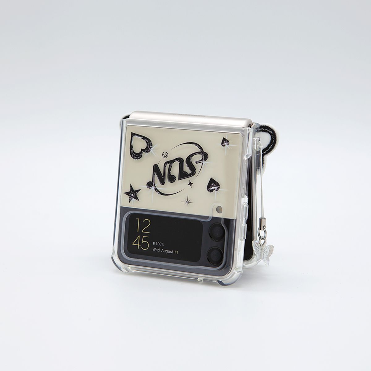 세컨드유니크네임(SECOND UNIQUE NAME) SUN CASE CLEAR PATCH BUTTERFLY BLACK (Z FLIP)