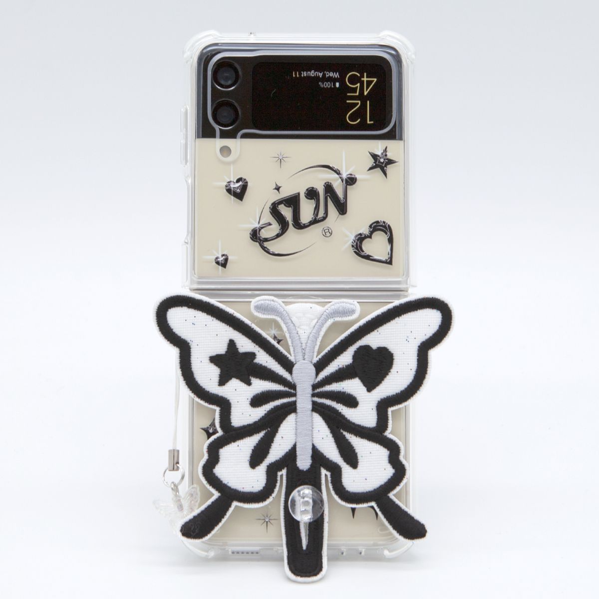 세컨드유니크네임(SECOND UNIQUE NAME) SUN CASE CLEAR PATCH BUTTERFLY BLACK (Z FLIP)