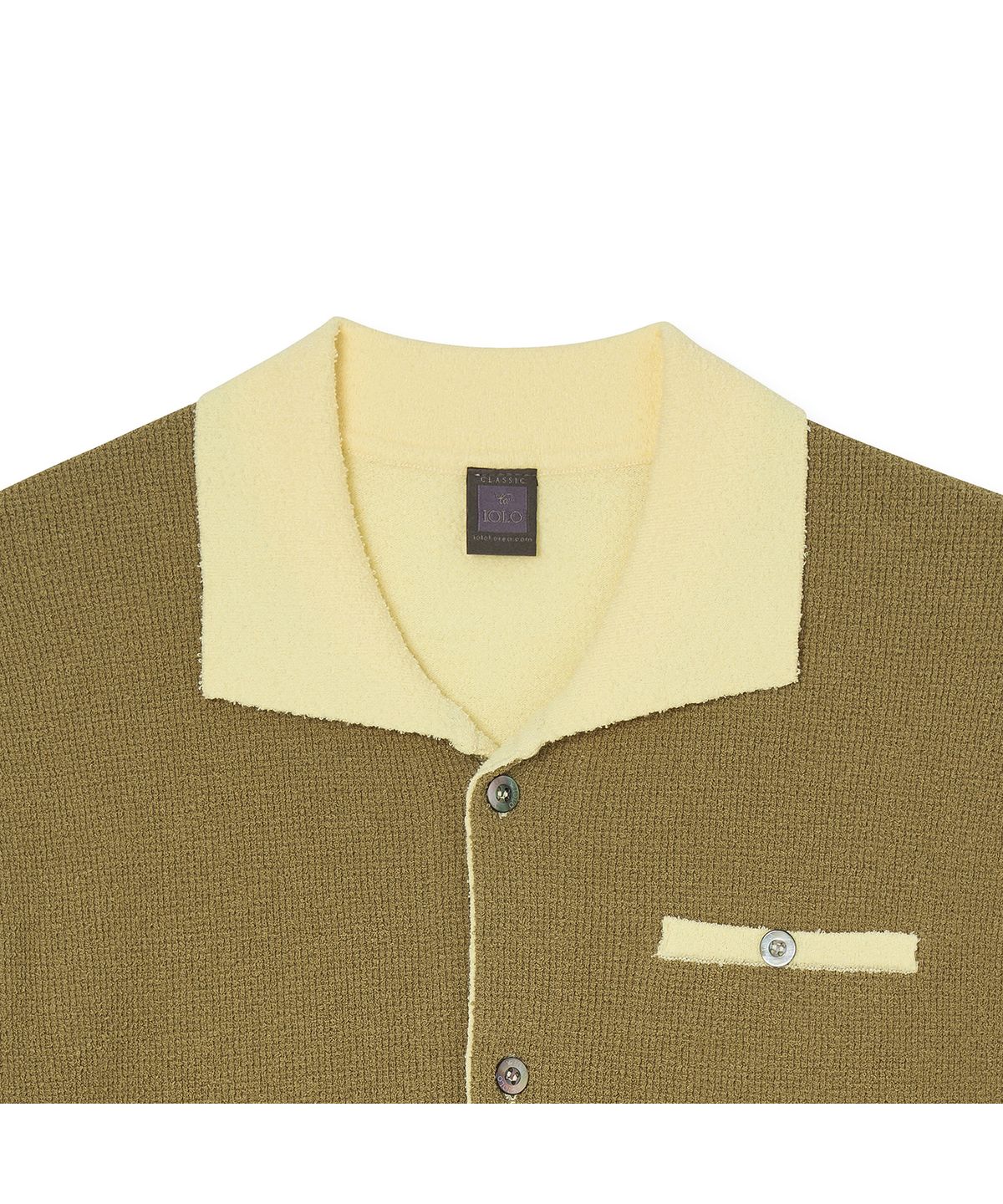 이올로(IOLO) 투톤 레트로 셔츠_카키