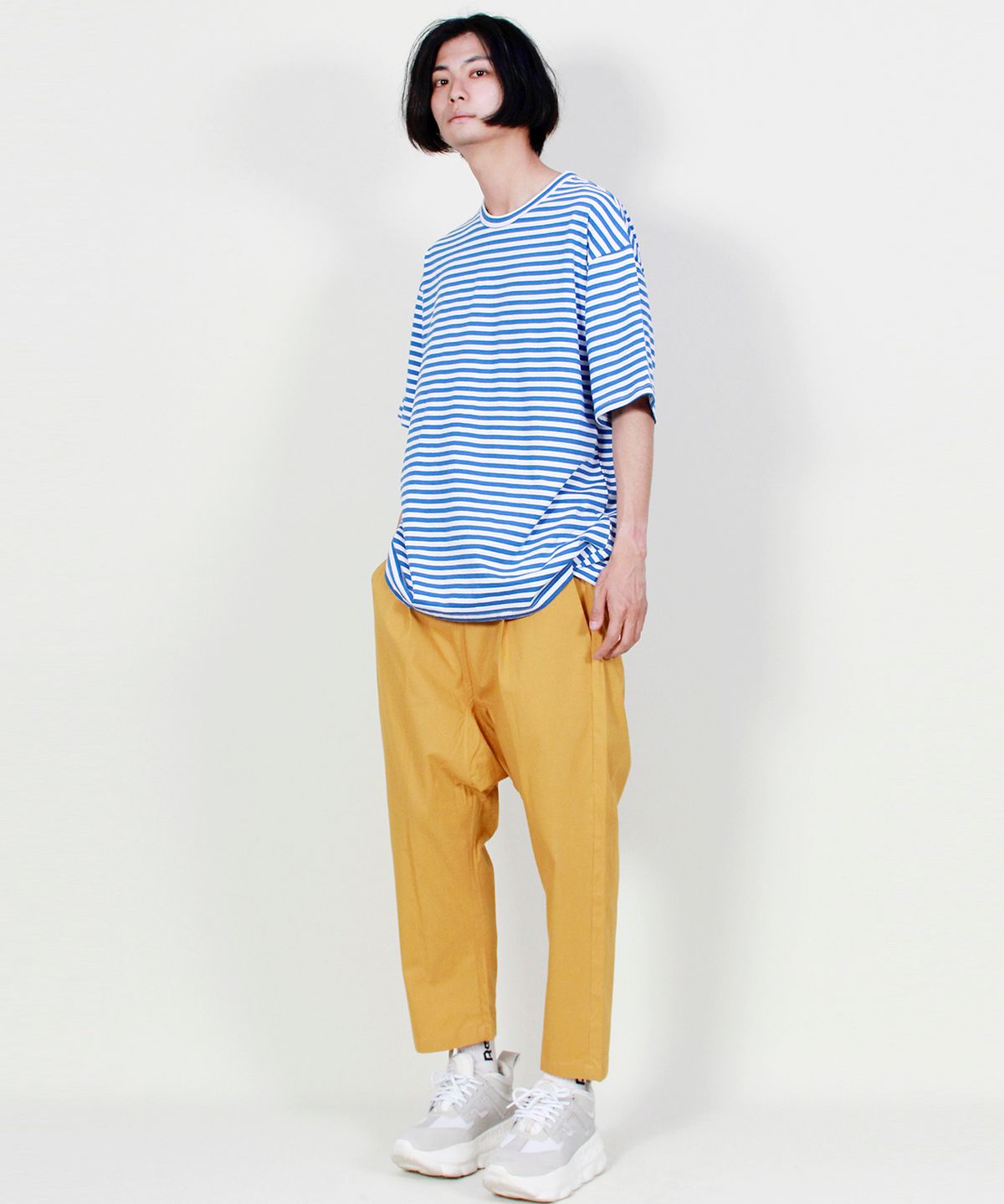 드마크(DEMARC) 린넨 무지 리얼 배기핏 팬츠 머스타드