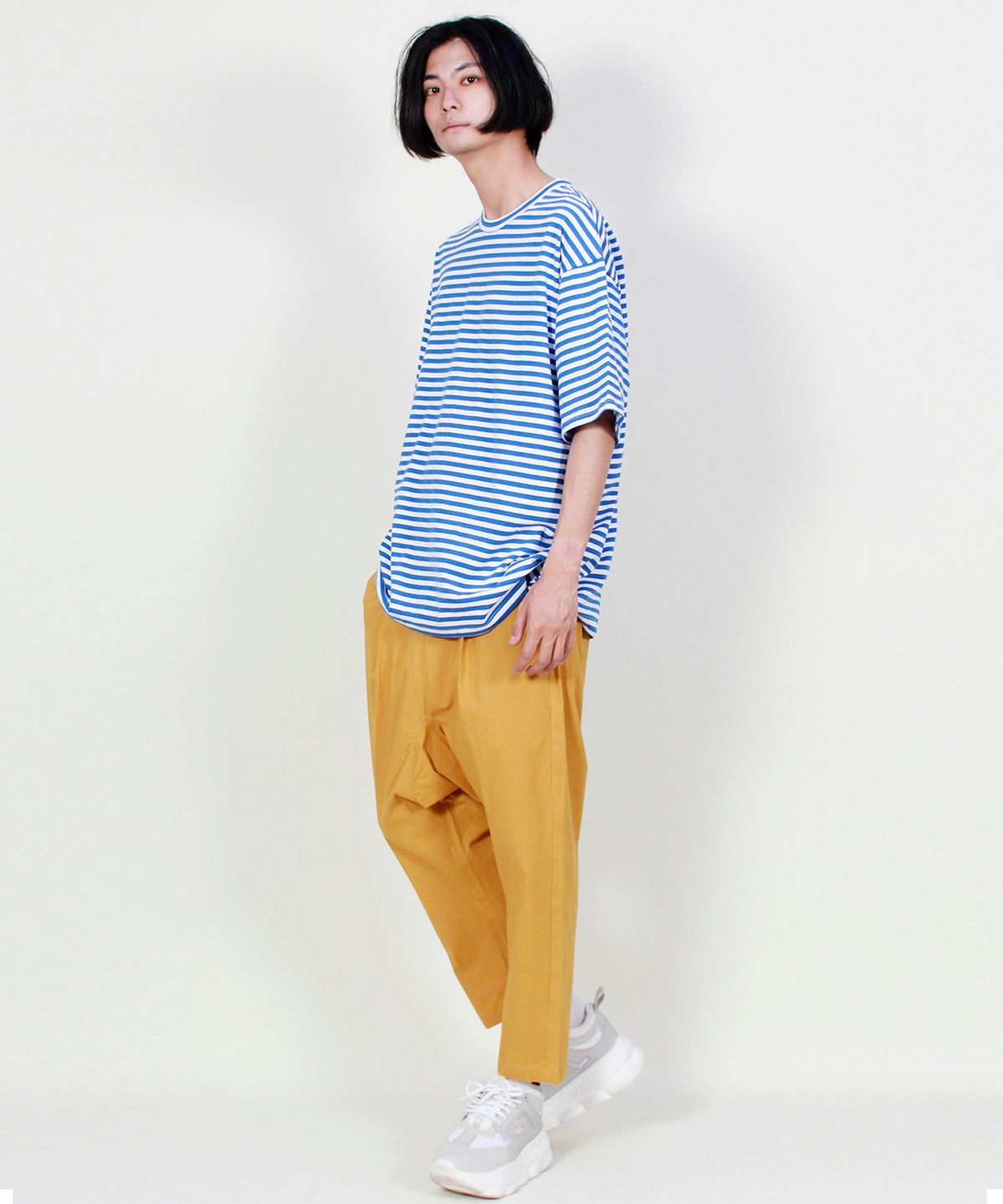 드마크(DEMARC) 린넨 무지 리얼 배기핏 팬츠 머스타드