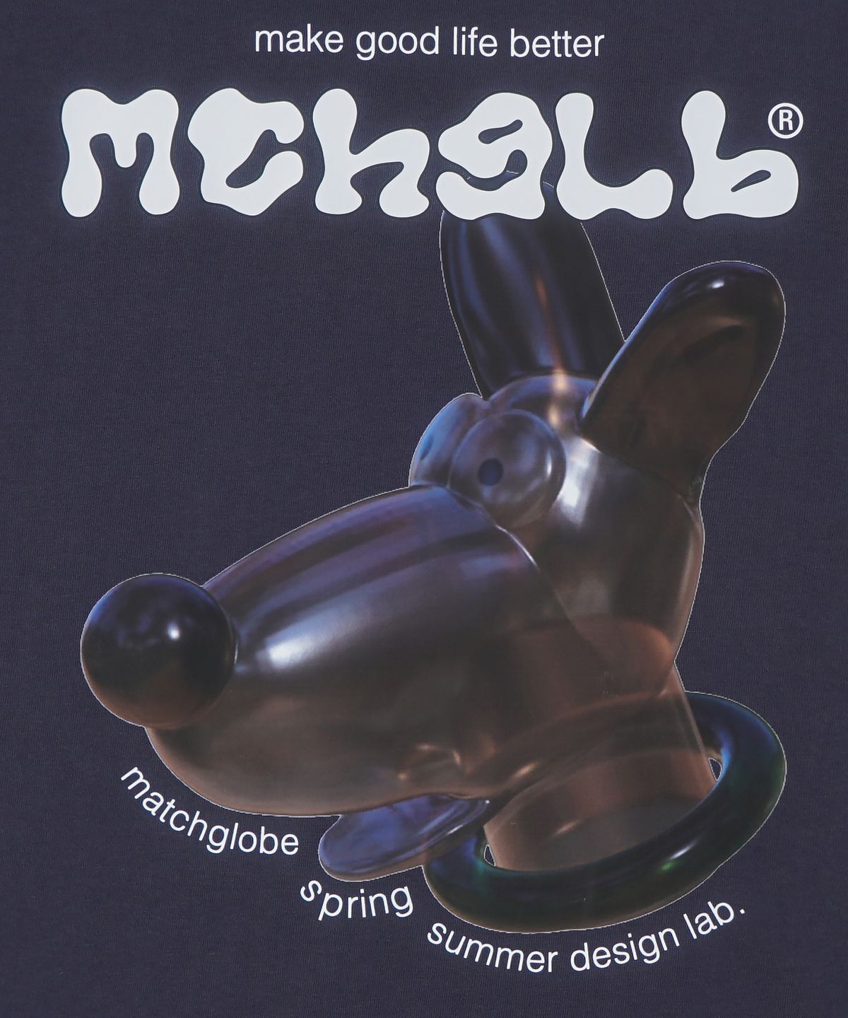 매치글로브(MATCHGLOBE) 트랜스퍼런시 도그 오버핏 티 (네이비)