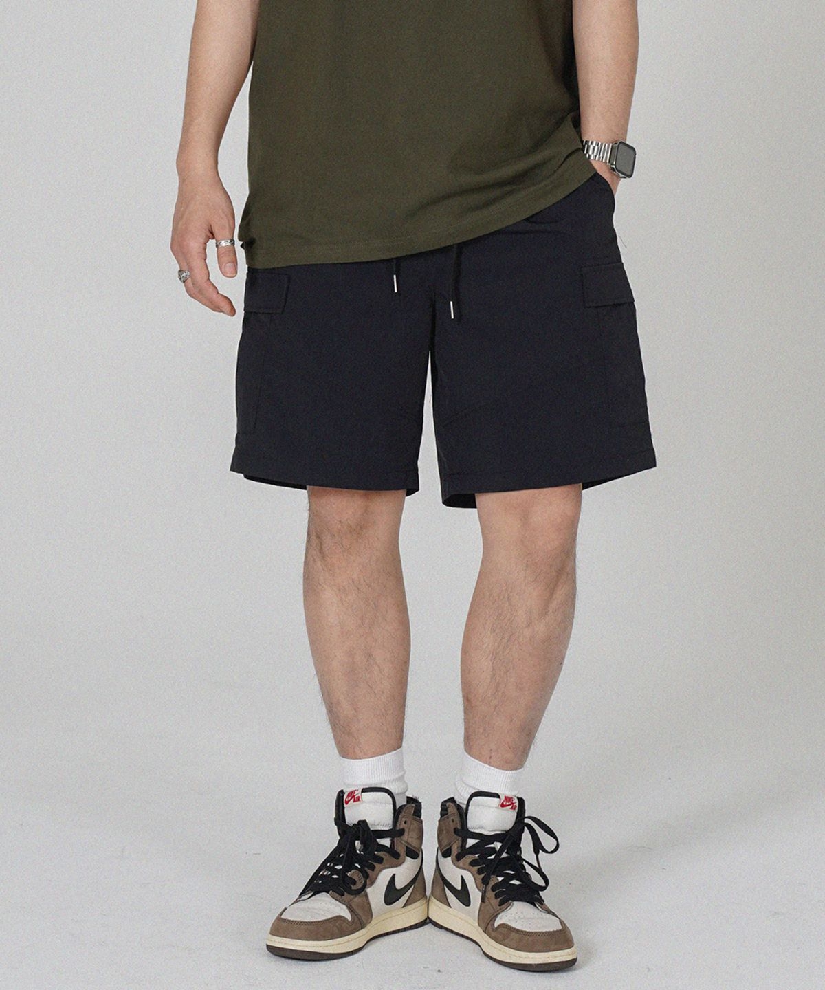 더마일(THEMILE) SUMMER ELASTIC CREPE NYLON CARGO [BLACK]