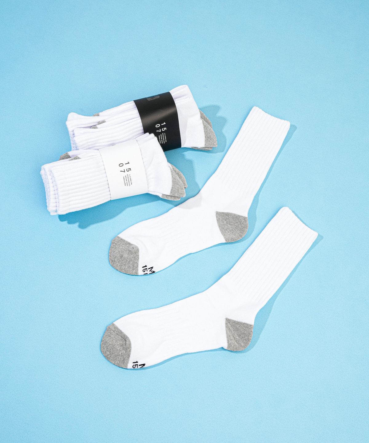일오공칠(IL-O-GONG-CHIL) [3PACK] 1507 라이트 애슬레틱 엠보 힐 포인트 삭스 (그레이) - 스노우화이트