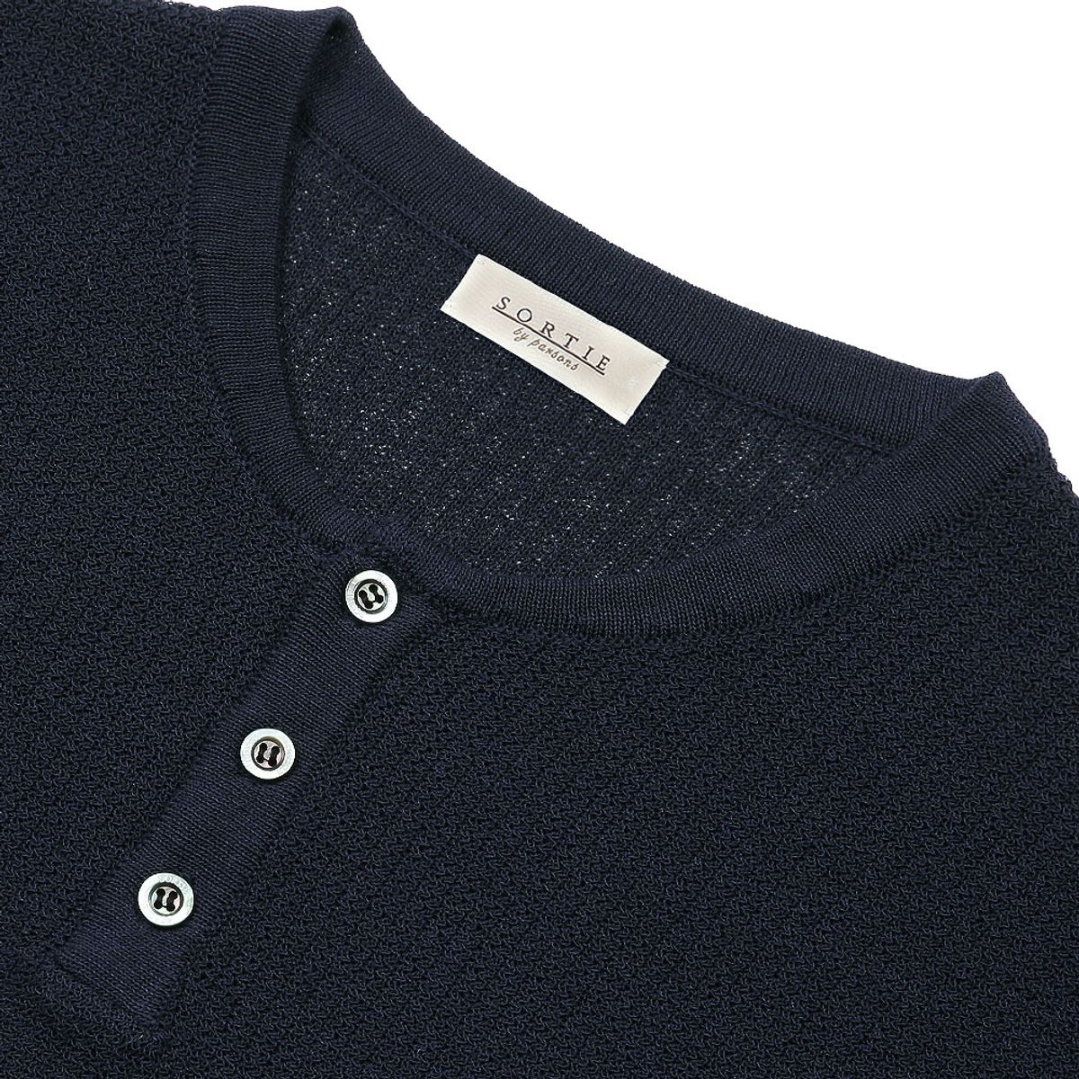 솔티(SORTIE) Texture Henly neck Knit (Navy)
