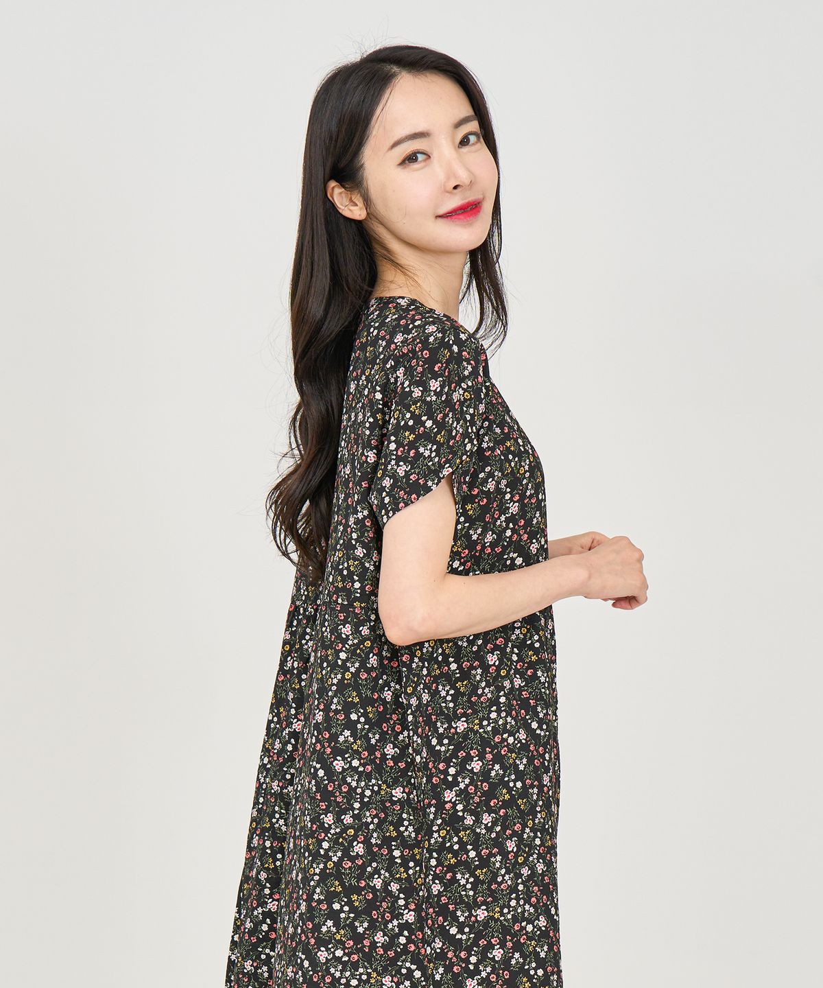 에이원(AONE) 자연인견 플라워 반팔 잠옷 원피스