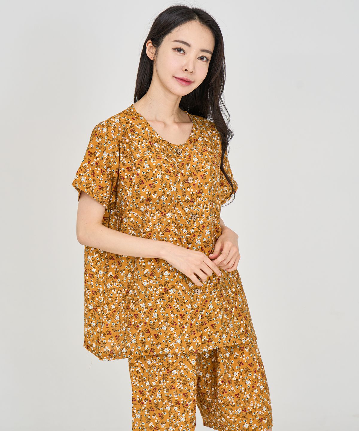 에이원(AONE) [SET] 여성 자연인견 플라워 반팔 상하 잠옷
