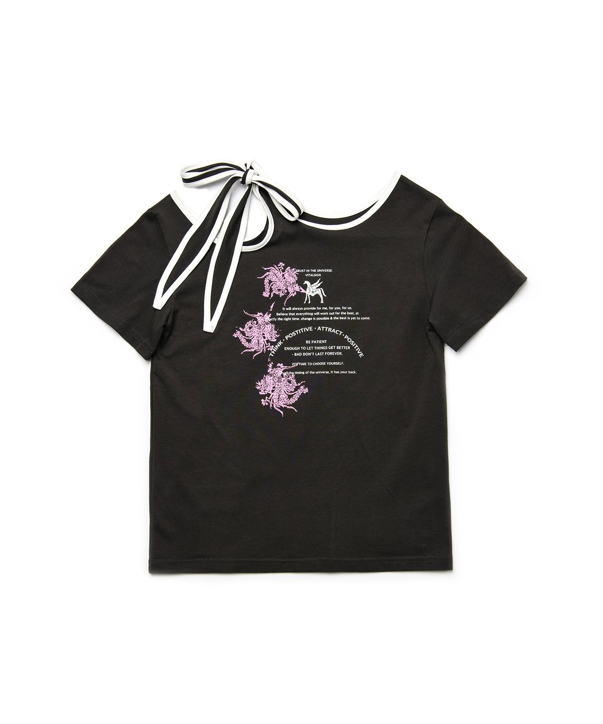 바이탈싸인(VITALSIGN) [LINE] Shoulder Strap Print T-shirt