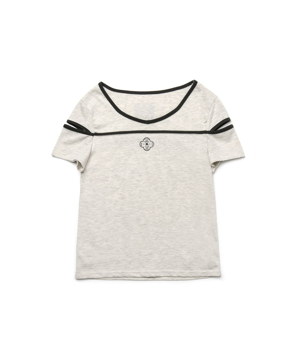 바이탈싸인(VITALSIGN) [LINE] Slit Pipping Print T-shirt (Melange Gray)
