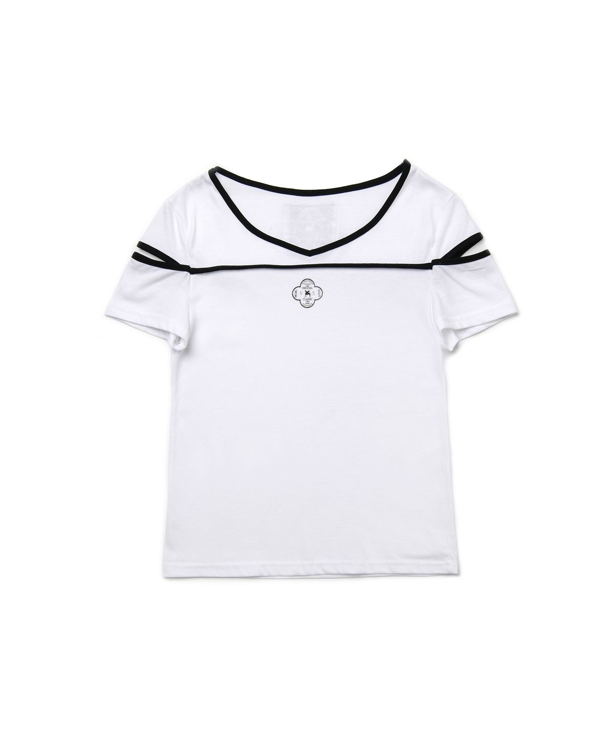 바이탈싸인(VITALSIGN) [LINE] Slit Pipping Print T-shirt (Ivory)