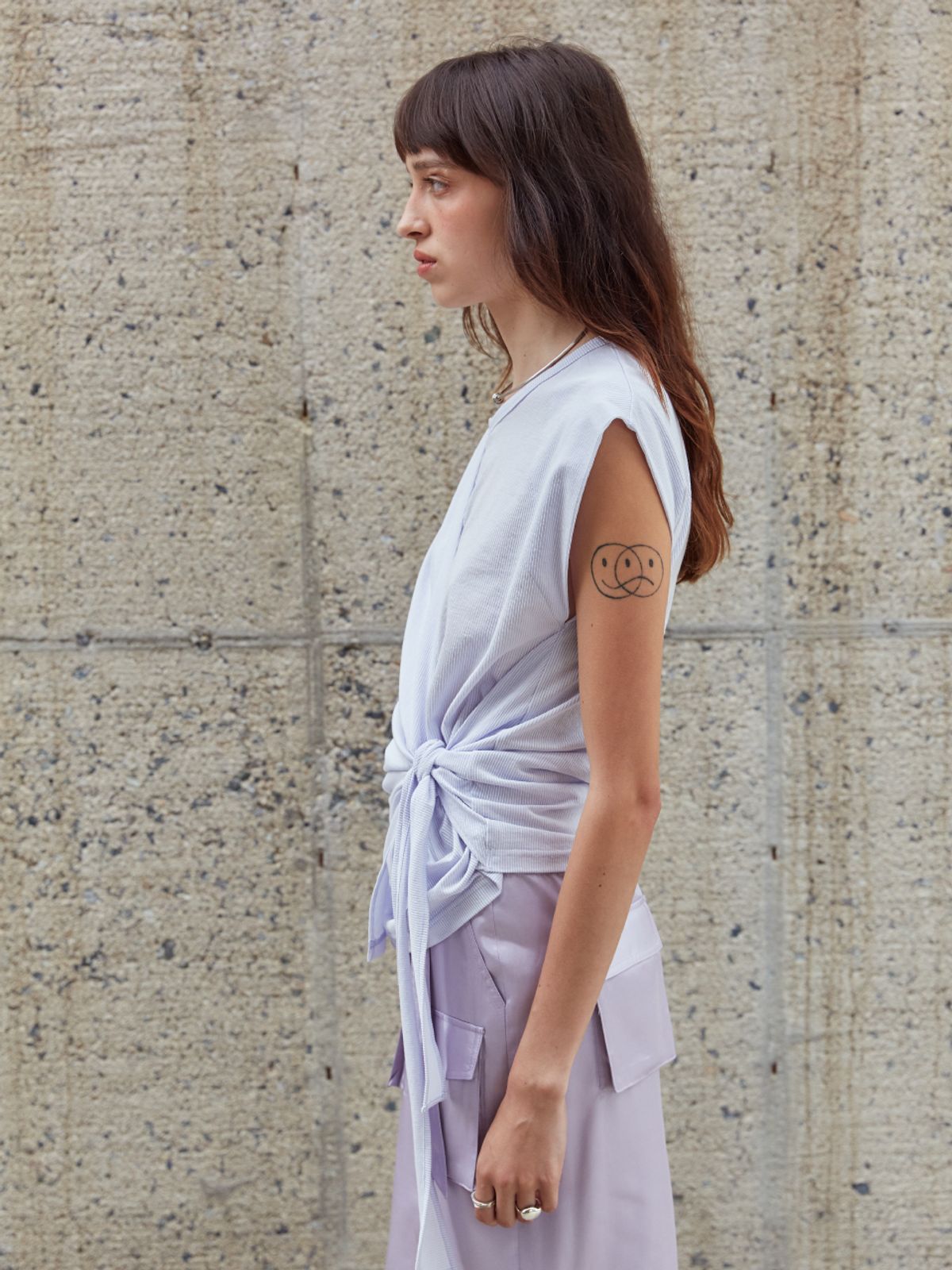 뮤제(MUSEE) DESSINE Draped Sleeveless Jersey Top-Lavender