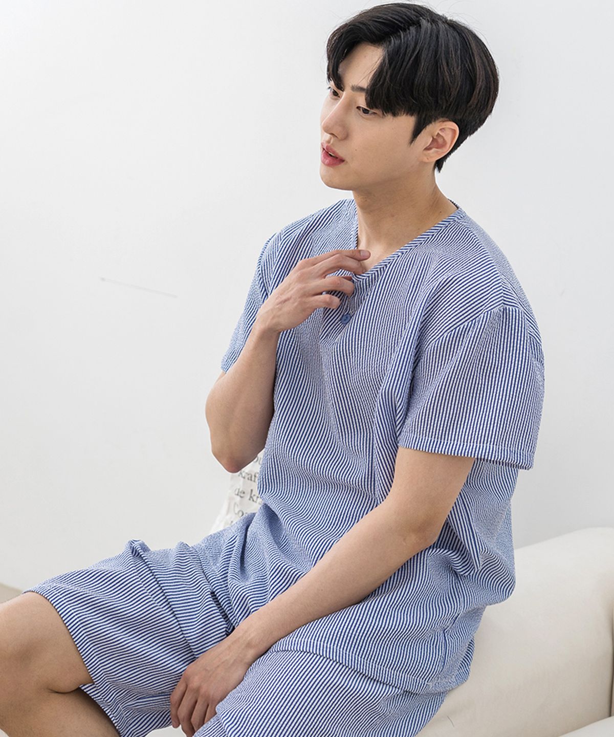 에이원(AONE) [SET] 남성 쿨 엠보 반팔 상하 잠옷