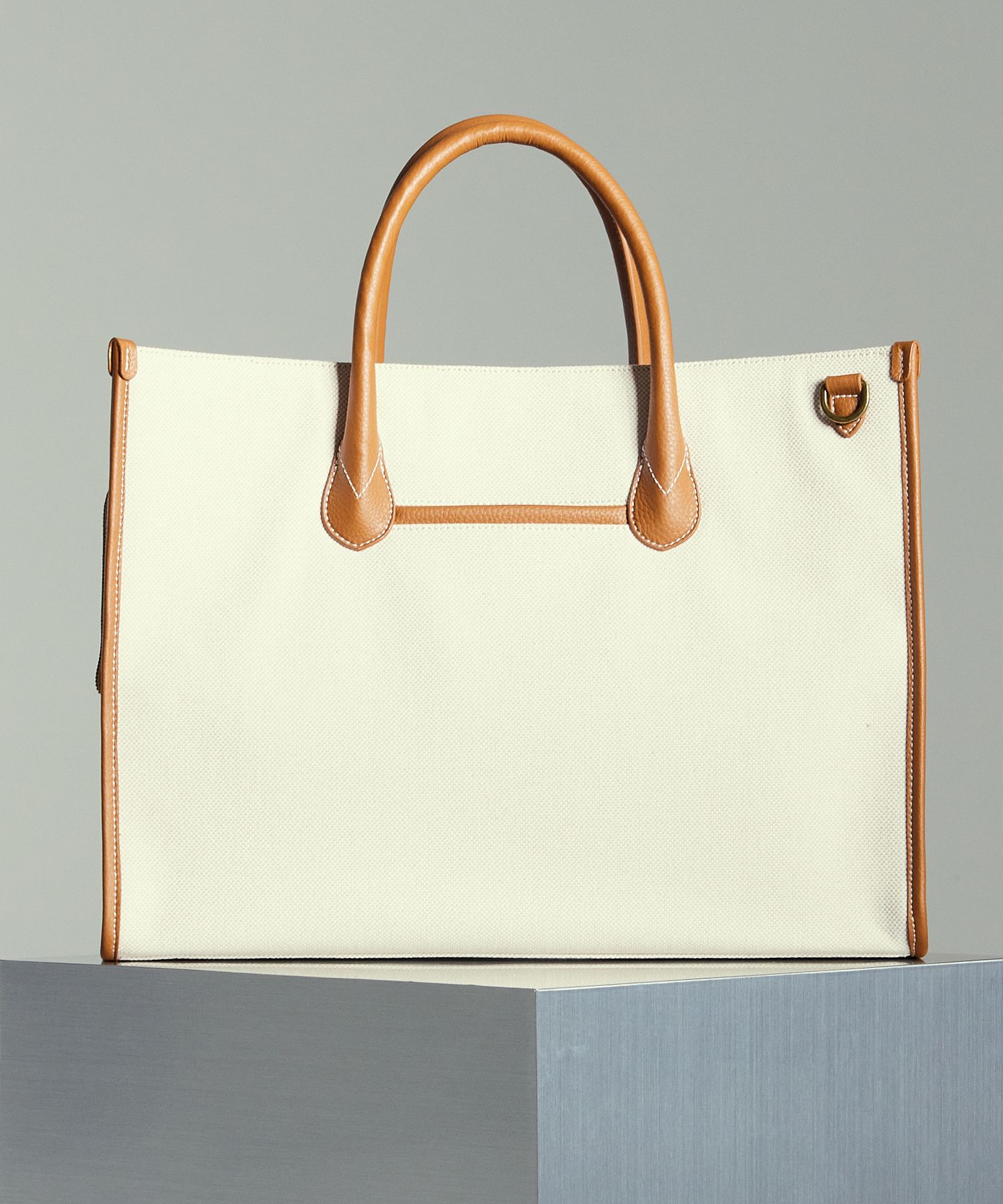 ◆SATURDAY ELEVEN◆ NO46 Canvas Leather Bridge Tote Bag M MUSINSA | SATURDAY ELEVEN Bridge Tote Bag - Brown Ivory