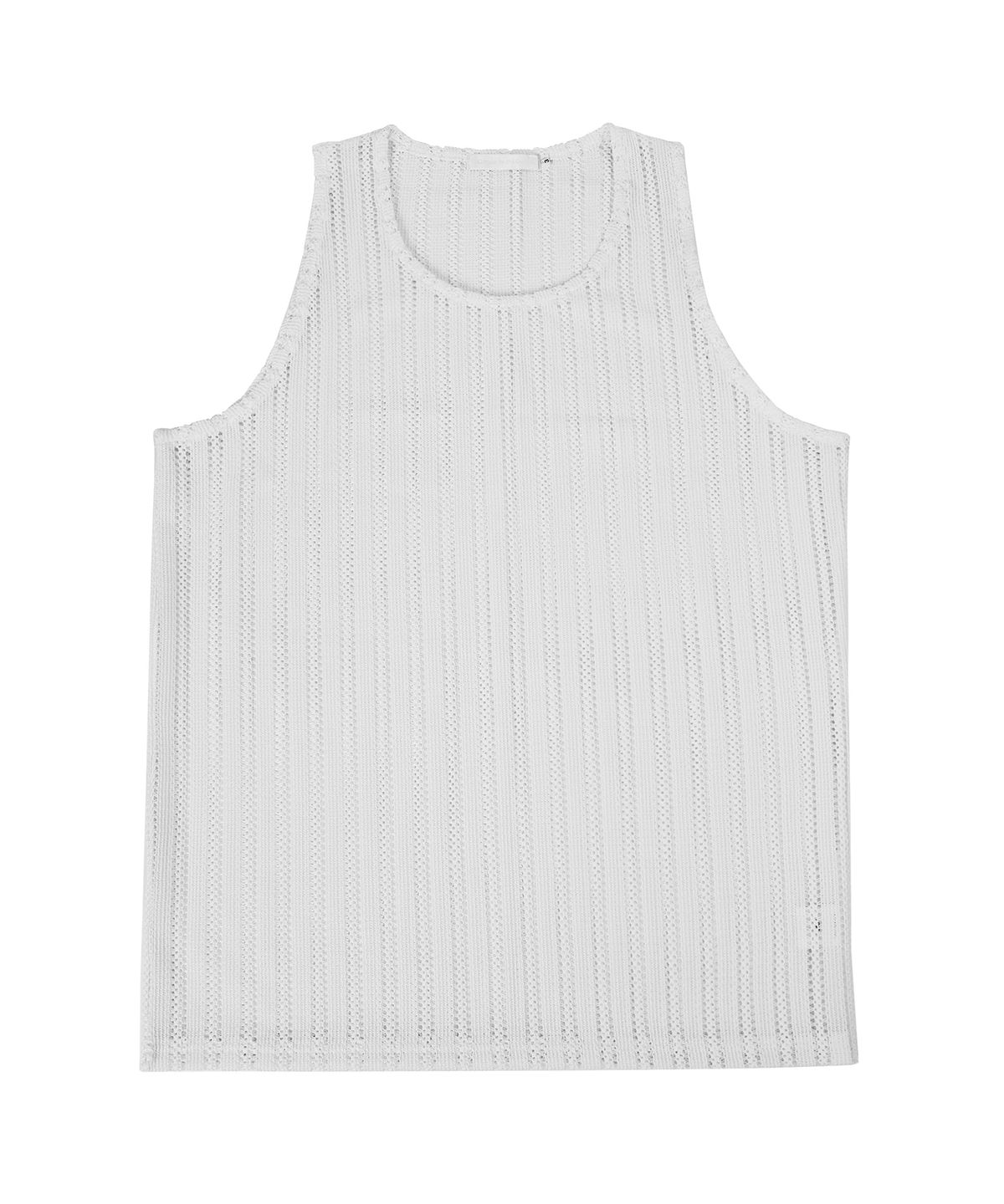 씨웨어 바이 더 지니어스(C WEAR BY THE GENIUS) 시스루 크래프트 니트 슬리브리스 화이트