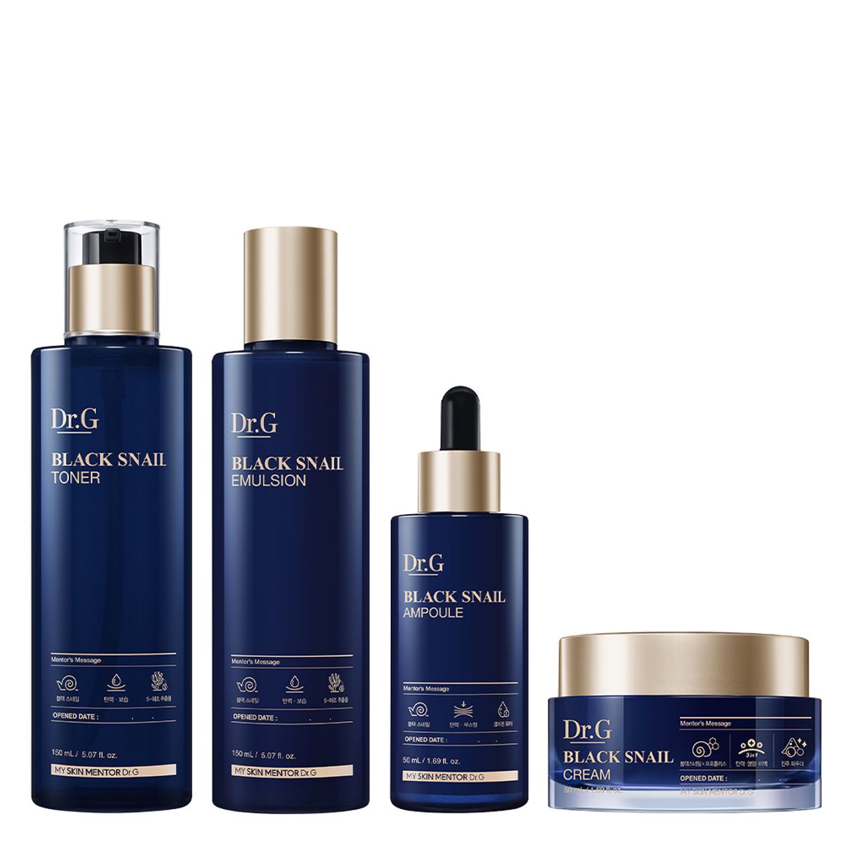 닥터지(DR.G) 블랙스네일 프레스티지 4종 풀 선물세트 (토너150mL, 에멀전150mL, 앰플50mL, 크림50mL)