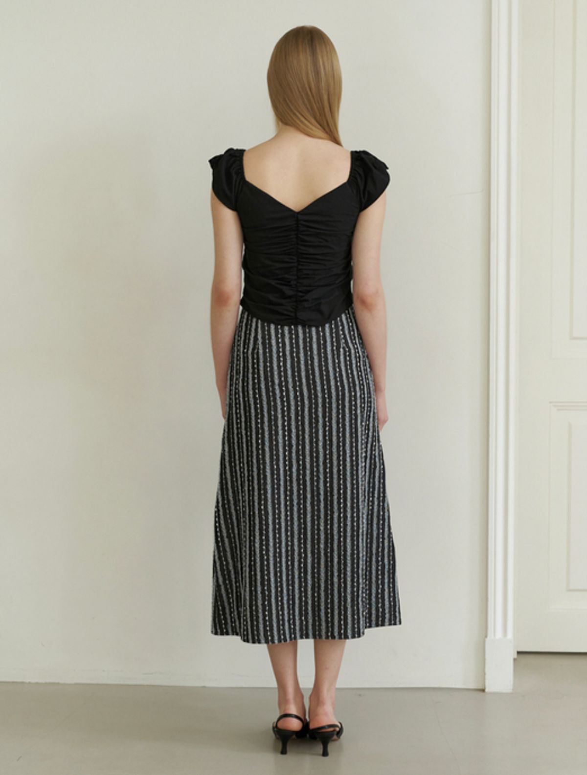 카인더베이비(KINDABABY) lace denim long skirt - black