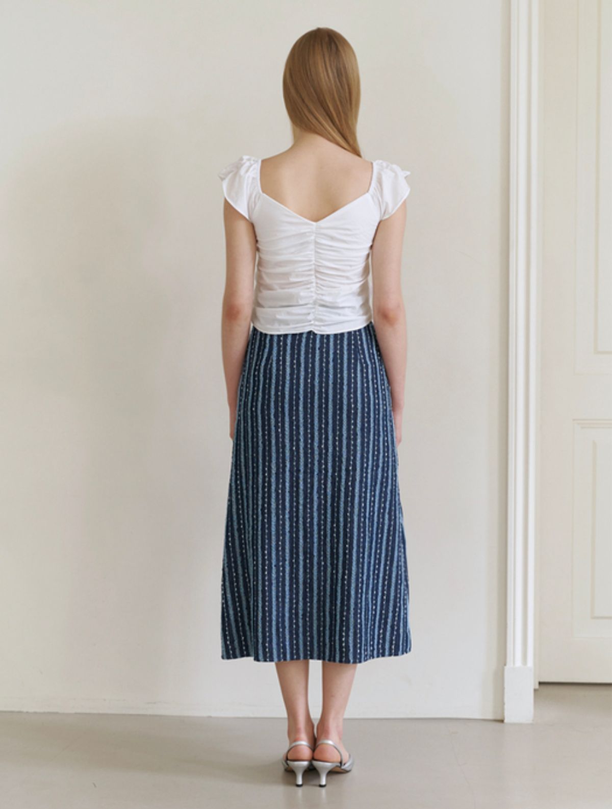 카인더베이비(KINDABABY) lace denim long skirt - blue