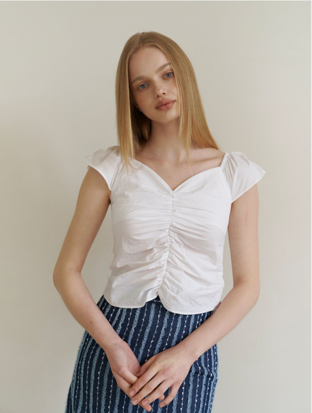 카인더베이비(KINDABABY) cooing shirring blouse - white