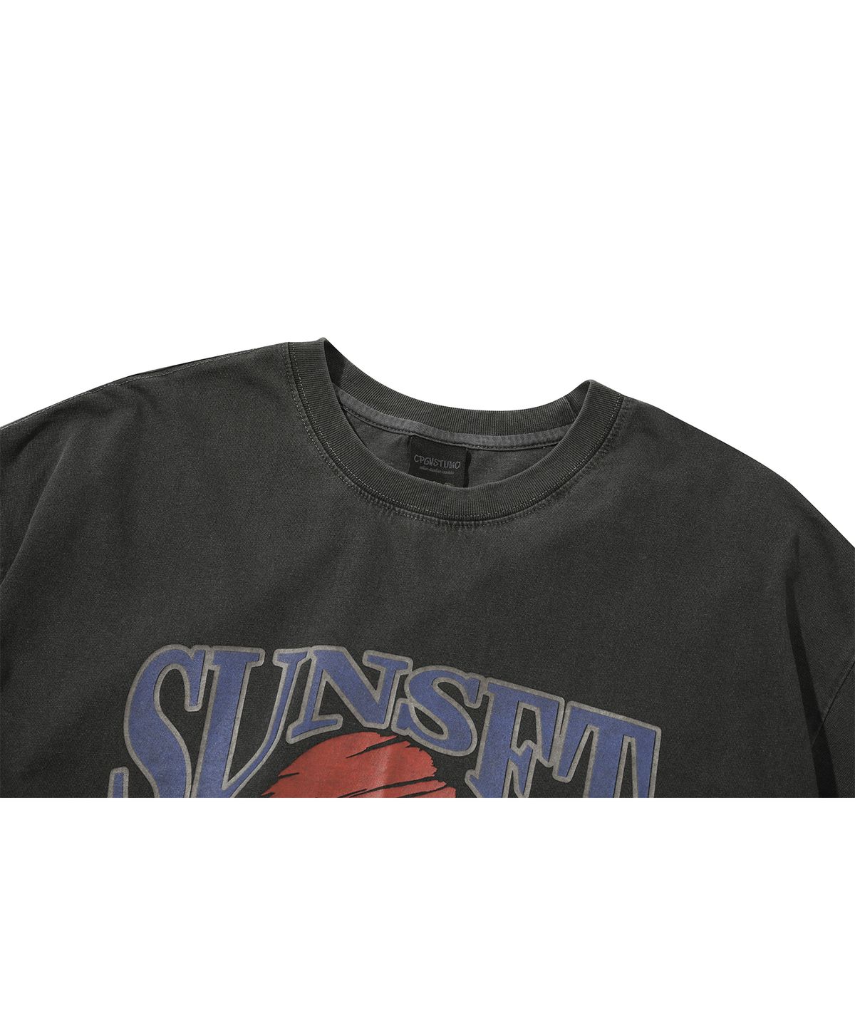 꼼파뇨(CPGN STUDIO) Sunset Running 피그먼트 반팔티 스모크블랙