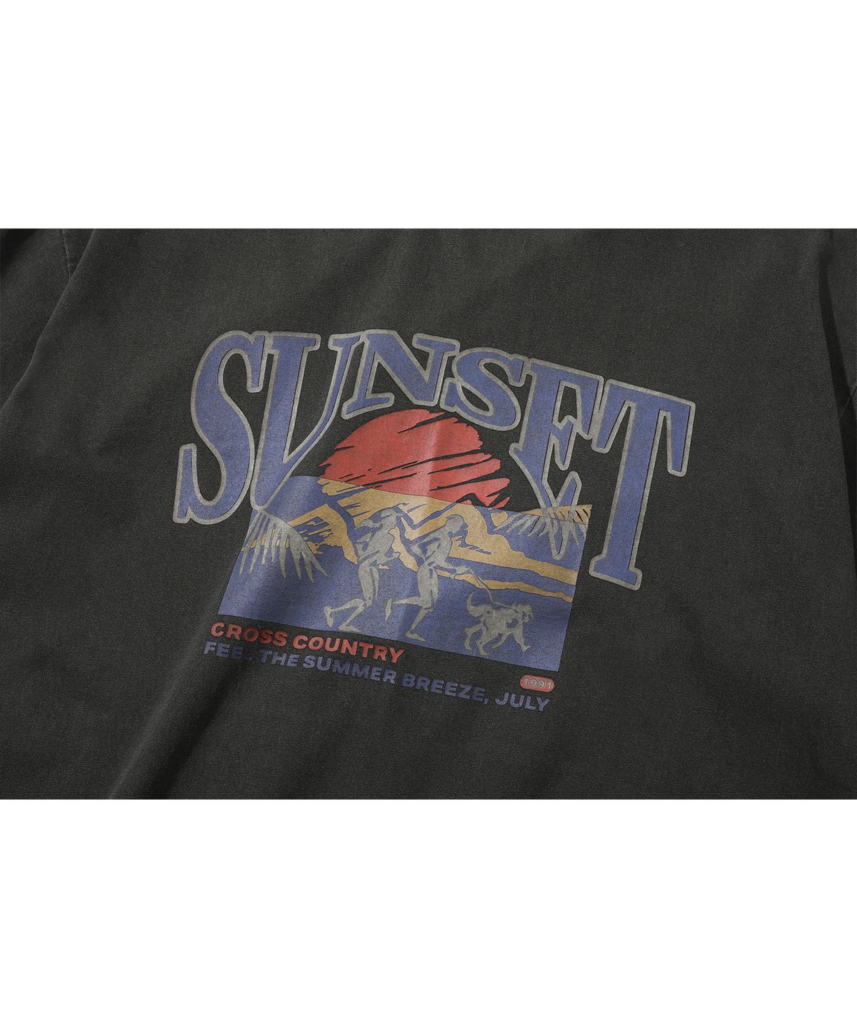 꼼파뇨(CPGN STUDIO) Sunset Running 피그먼트 반팔티 스모크블랙