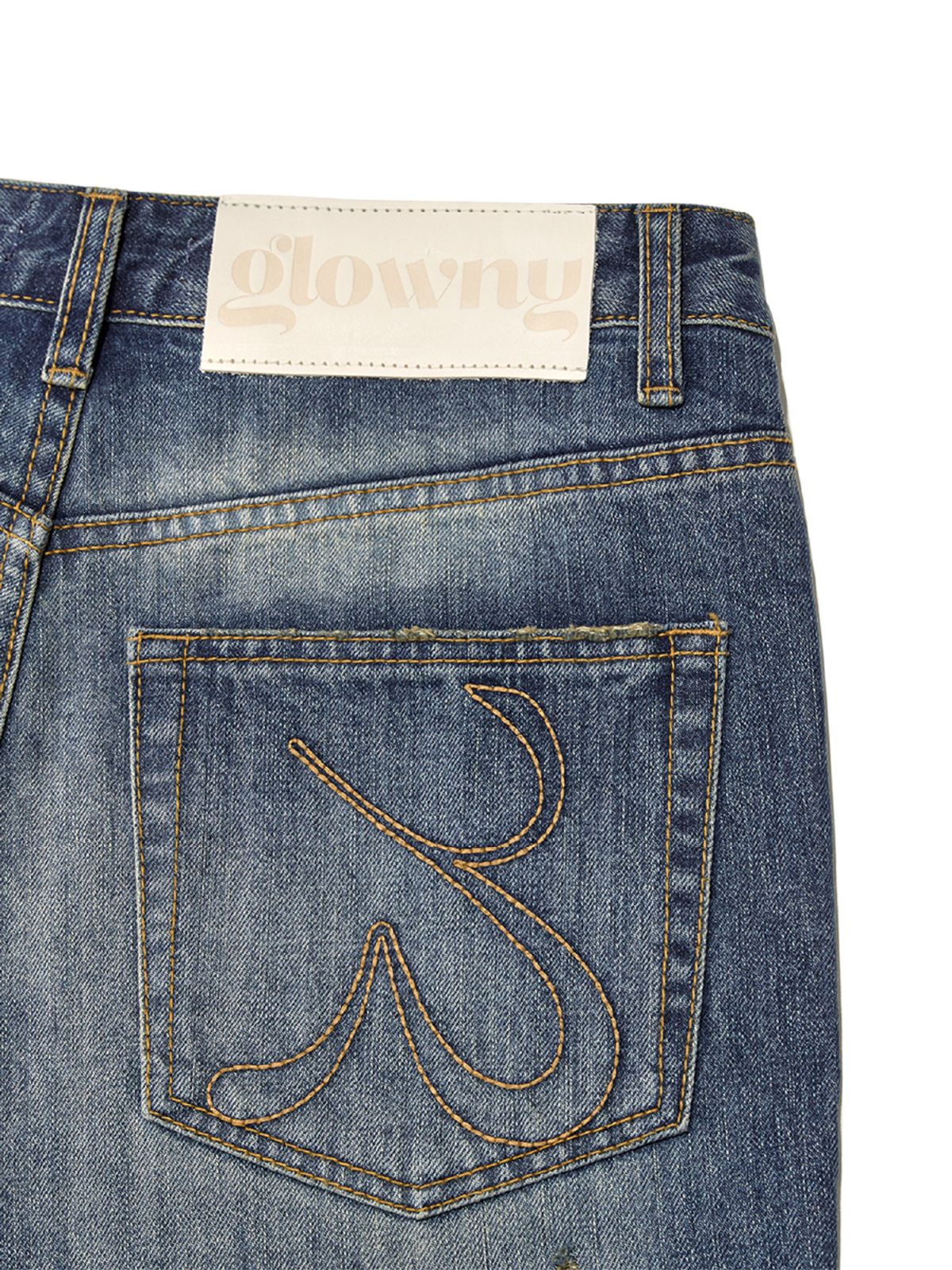 글로니(GLOWNY) 96 VINTAGE DAMAGED WASHING JEANS (DEEP BLUE)