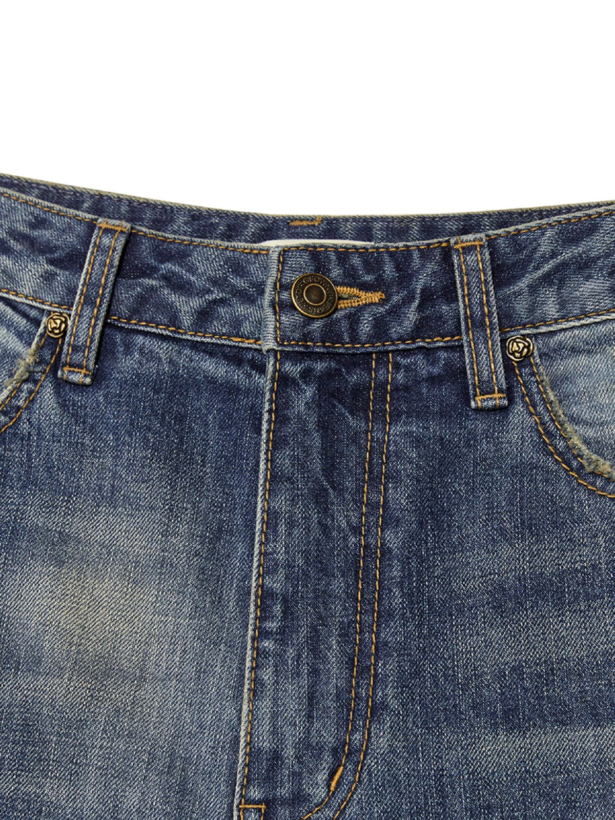 글로니(GLOWNY) 96 VINTAGE DAMAGED WASHING JEANS (DEEP BLUE)
