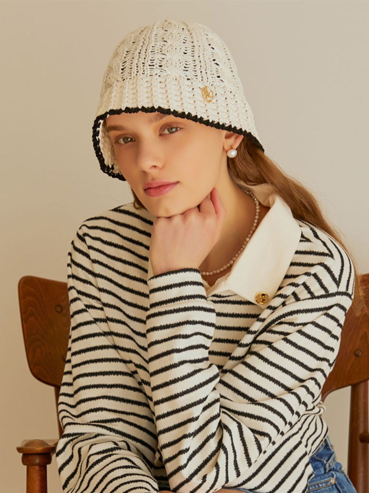 아노에틱(ANOETIC) ANC GOLD TWISTED BUCKET HAT_IVORY
