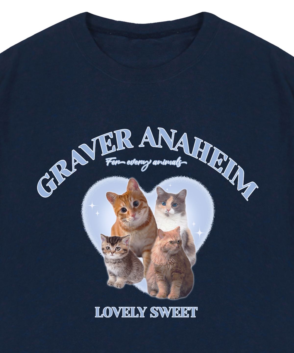 그레이버(GRAVER) [UNISEX]4 러블리 캣 반팔티_네이비