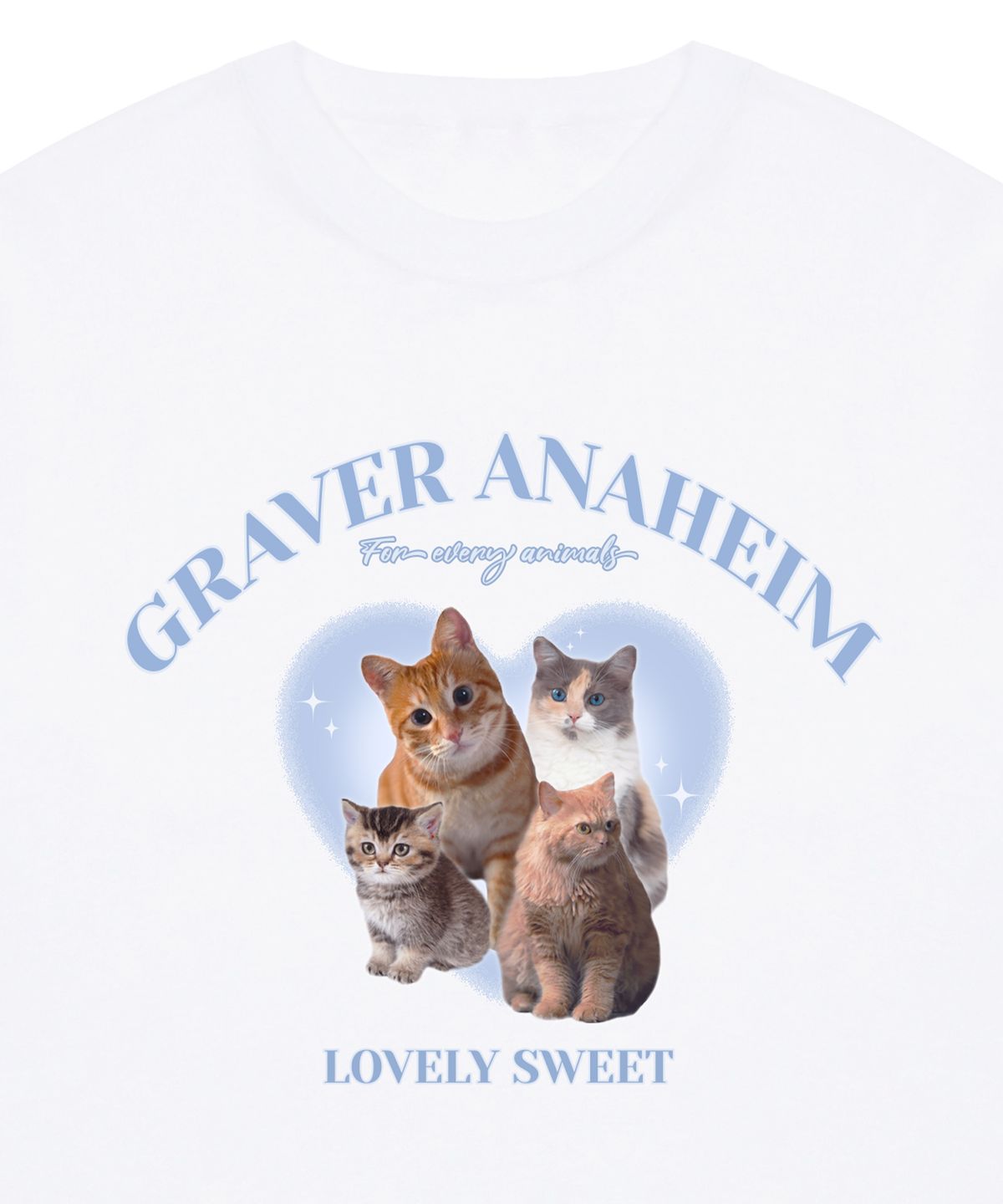 그레이버(GRAVER) [UNISEX]4 러블리 캣 반팔티_화이트