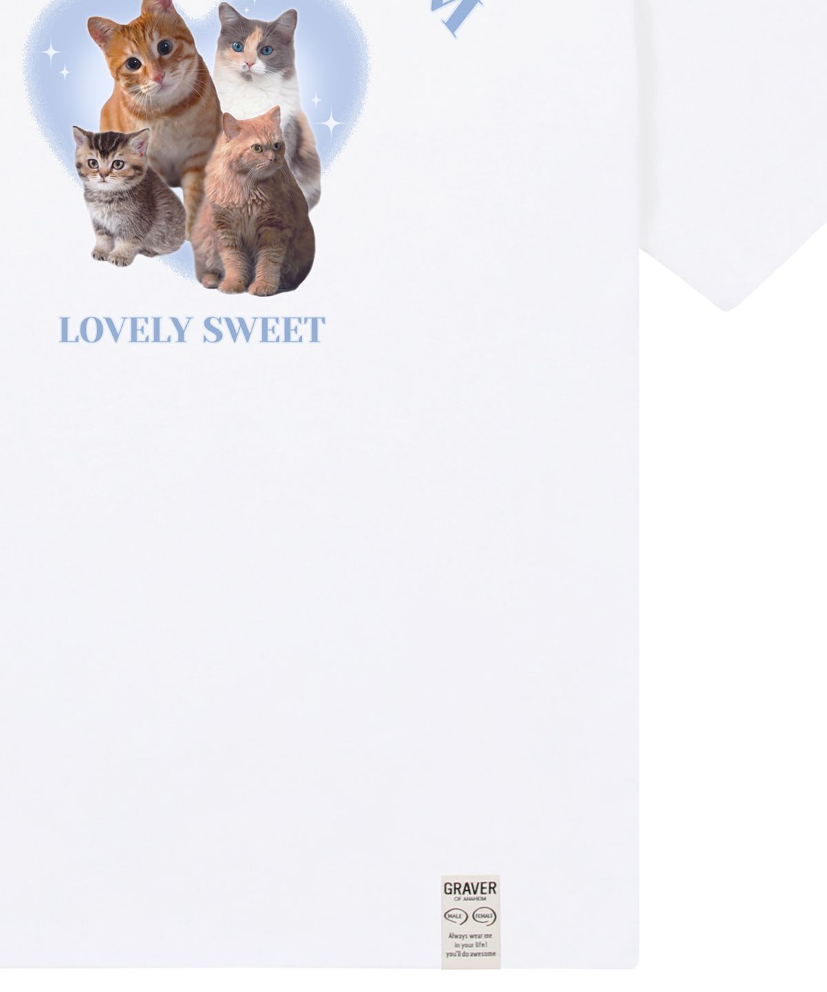 그레이버(GRAVER) [UNISEX]4 러블리 캣 반팔티_화이트