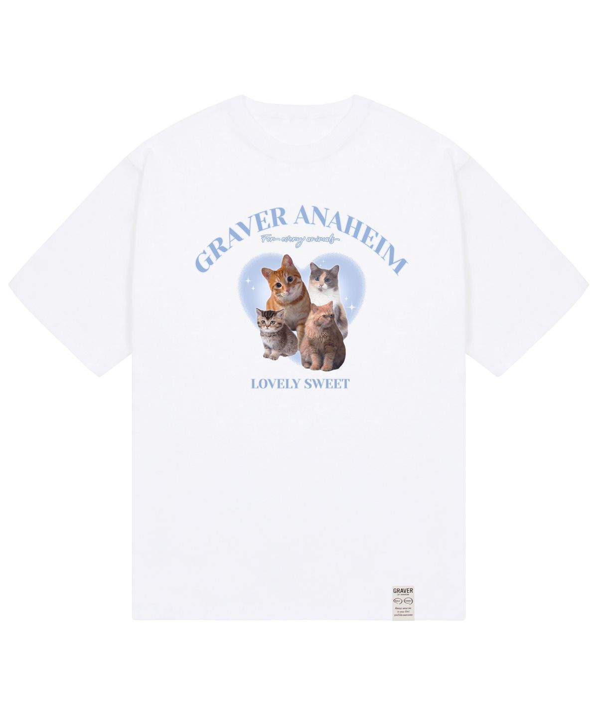 그레이버(GRAVER) [UNISEX]4 러블리 캣 반팔티_화이트