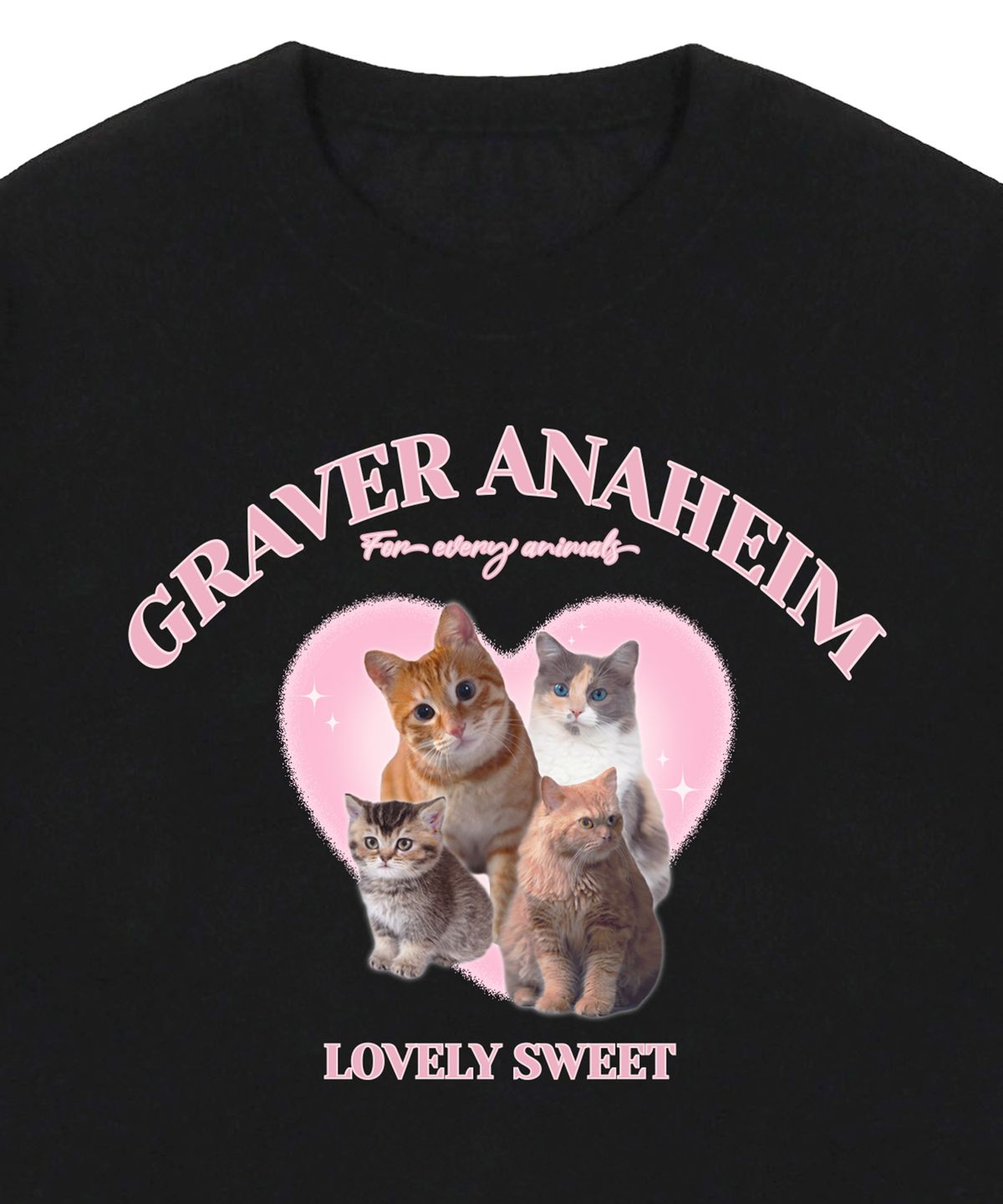 그레이버(GRAVER) [UNISEX]4 러블리 캣 반팔티_블랙