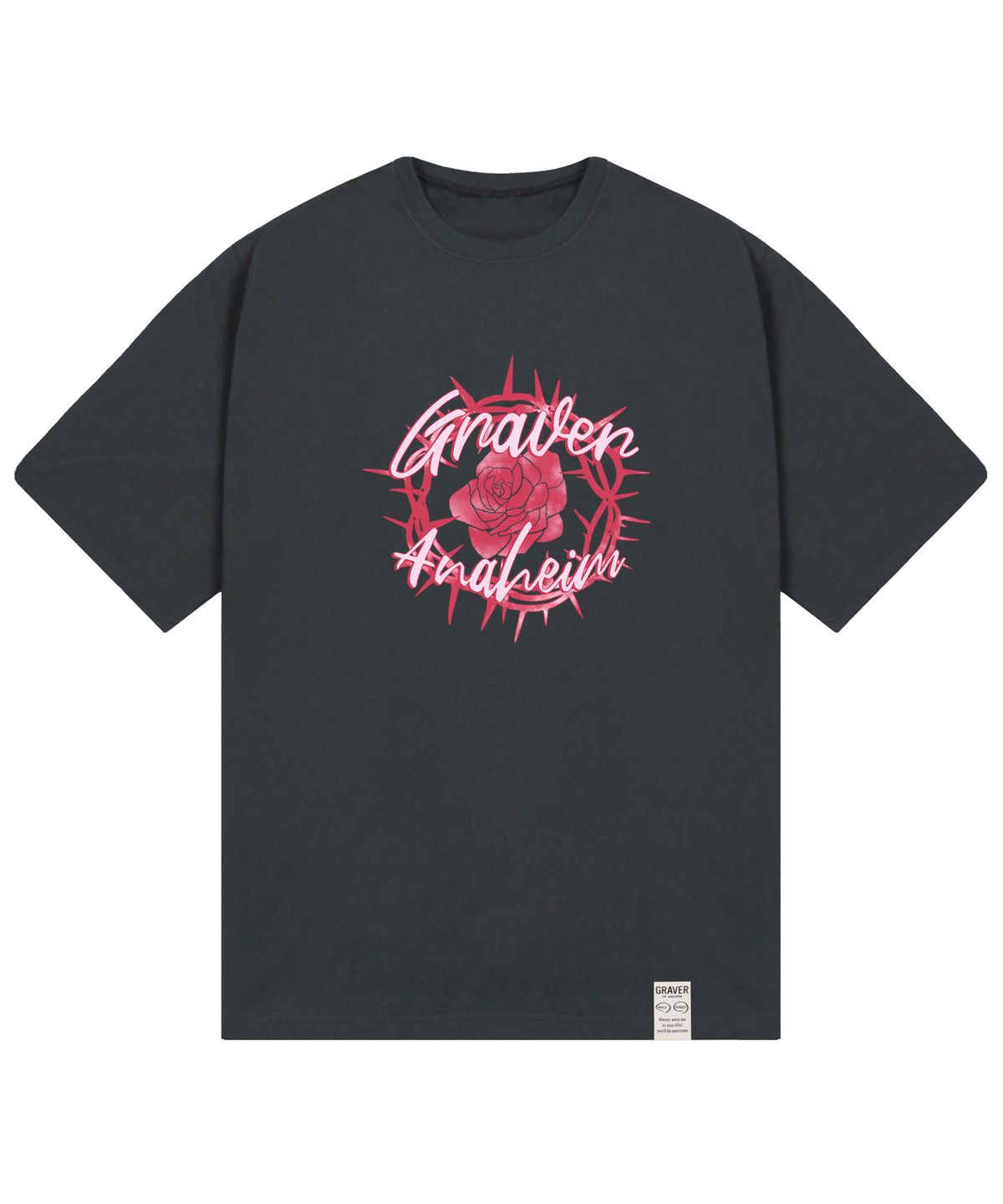 그레이버(GRAVER) [UNISEX]로맨틱 로즈 반팔티_차콜