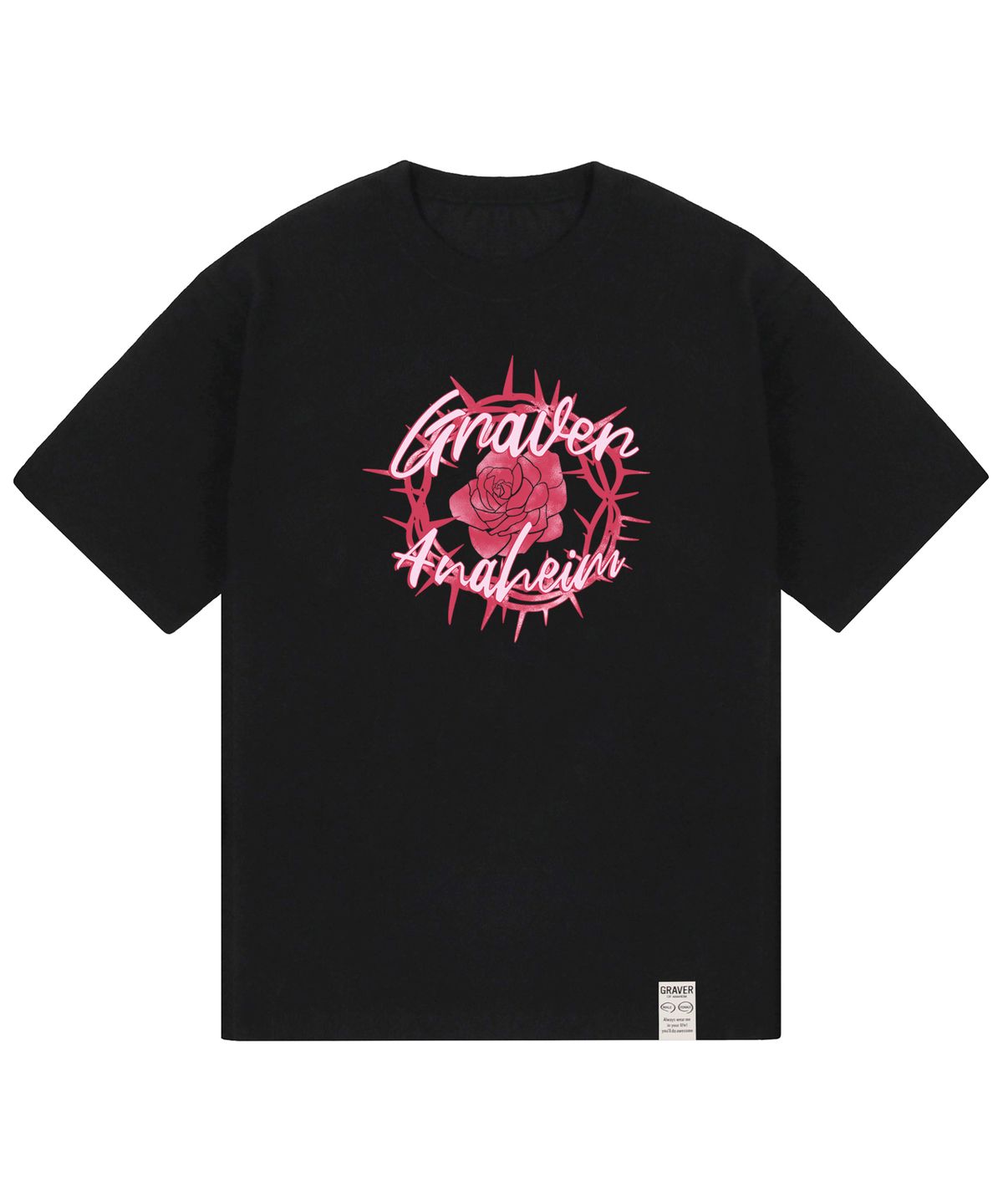 그레이버(GRAVER) [UNISEX]로맨틱 로즈 반팔티_블랙