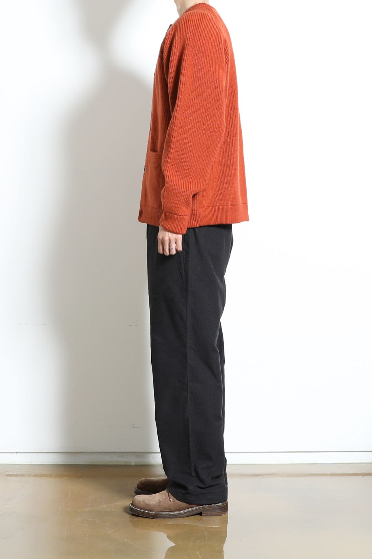 홀리선(HORLISUN) Annette Superfine Wool Heavy Rib Knit Cardigan Rust Orange