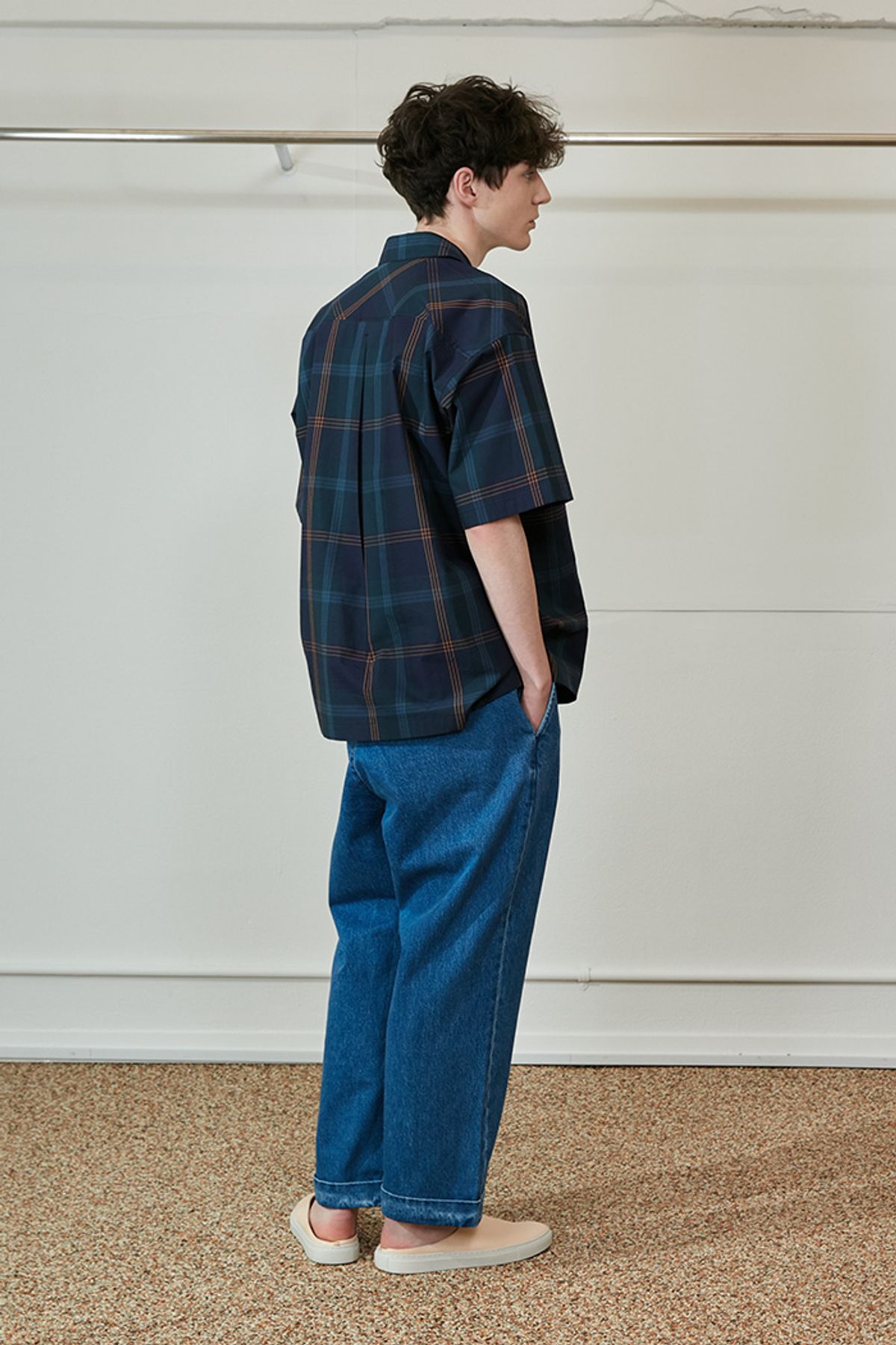 홀리선(HORLISUN) Ophir Various Multi Check Loosefit Shirts Navy