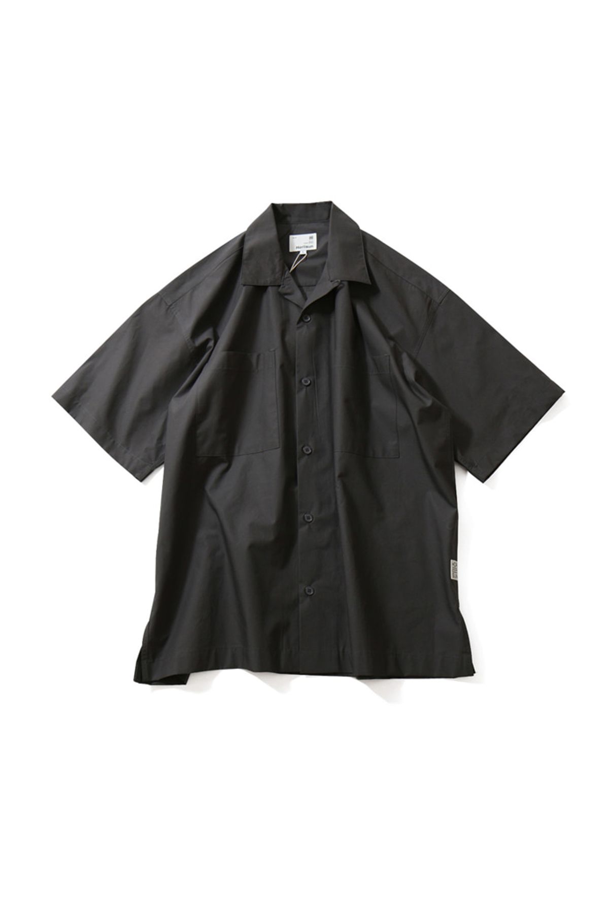홀리선(HORLISUN) Joshua Extra Typewriter Solid Open Collar Shirts Charcoal Gray
