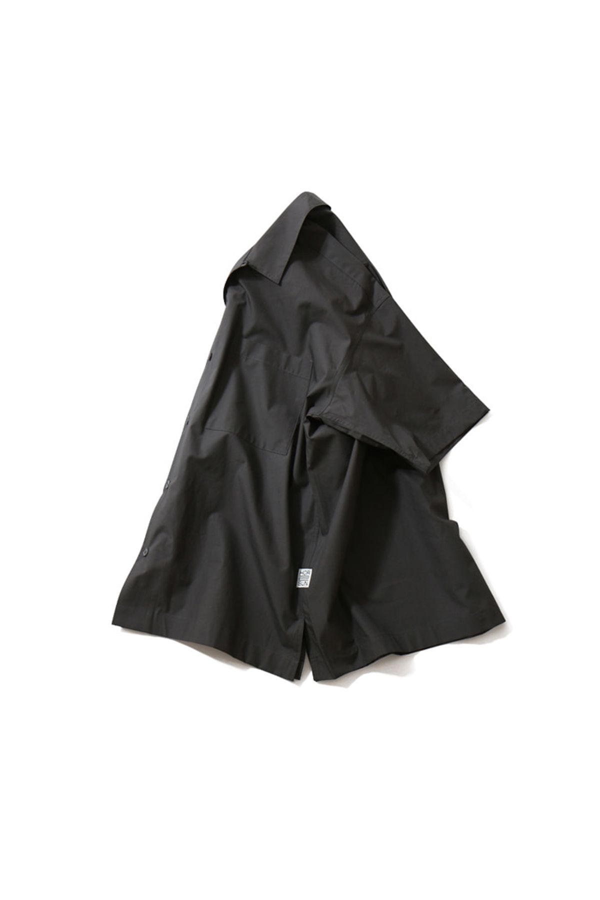 홀리선(HORLISUN) Joshua Extra Typewriter Solid Open Collar Shirts Charcoal Gray