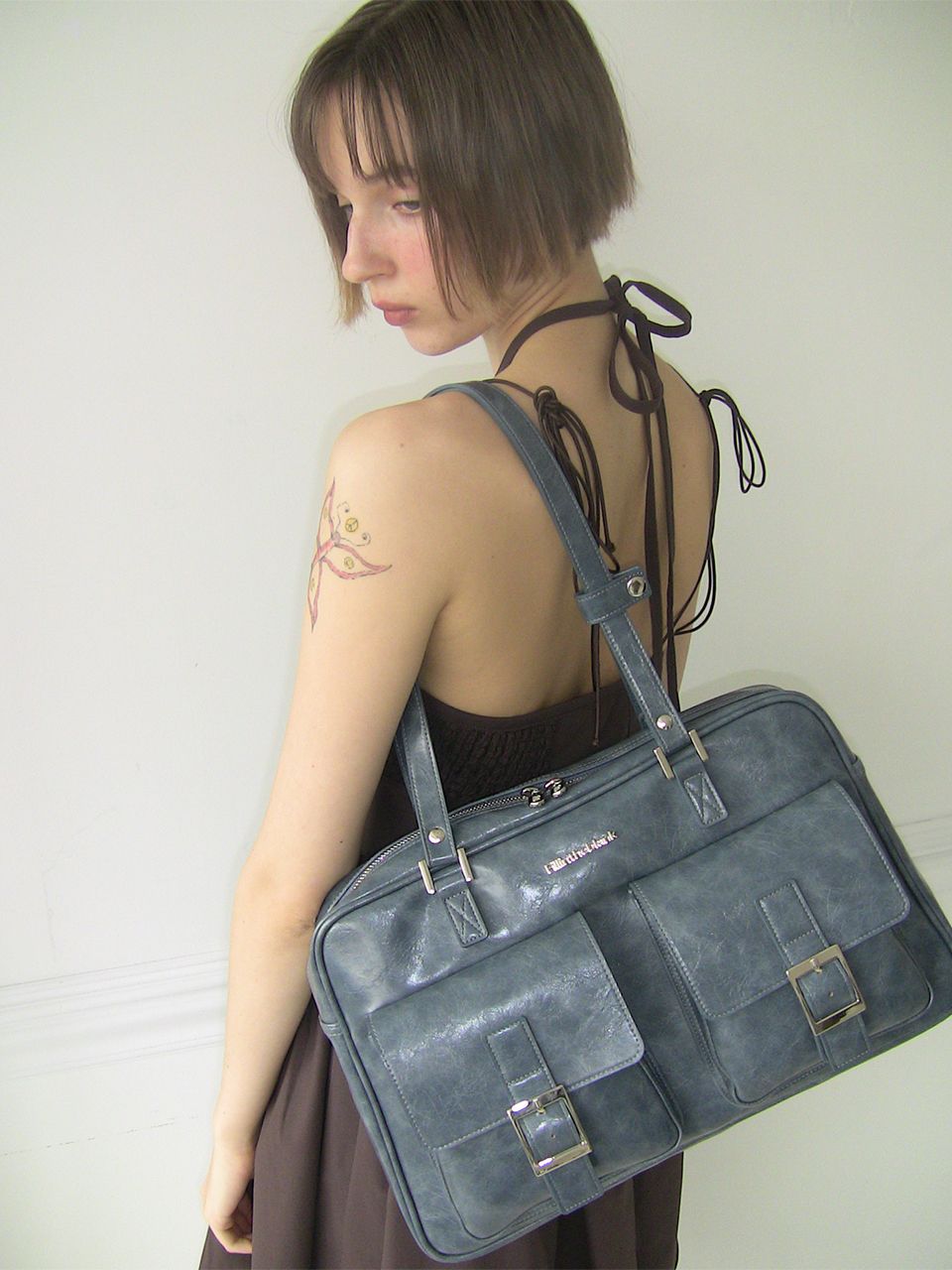 필인더블랭크(FILLINTHEBLANK) PK Shoulder Bag (marble)(denim blue