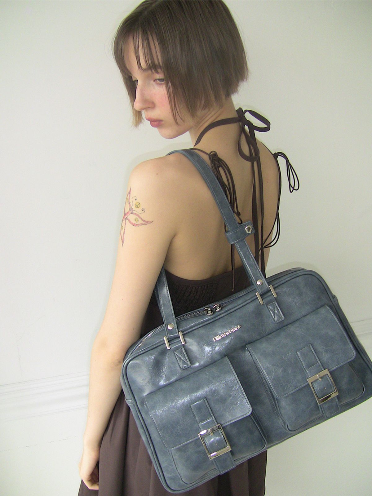 필인더블랭크(FILLINTHEBLANK) PK Shoulder Bag (marble)(denim blue)