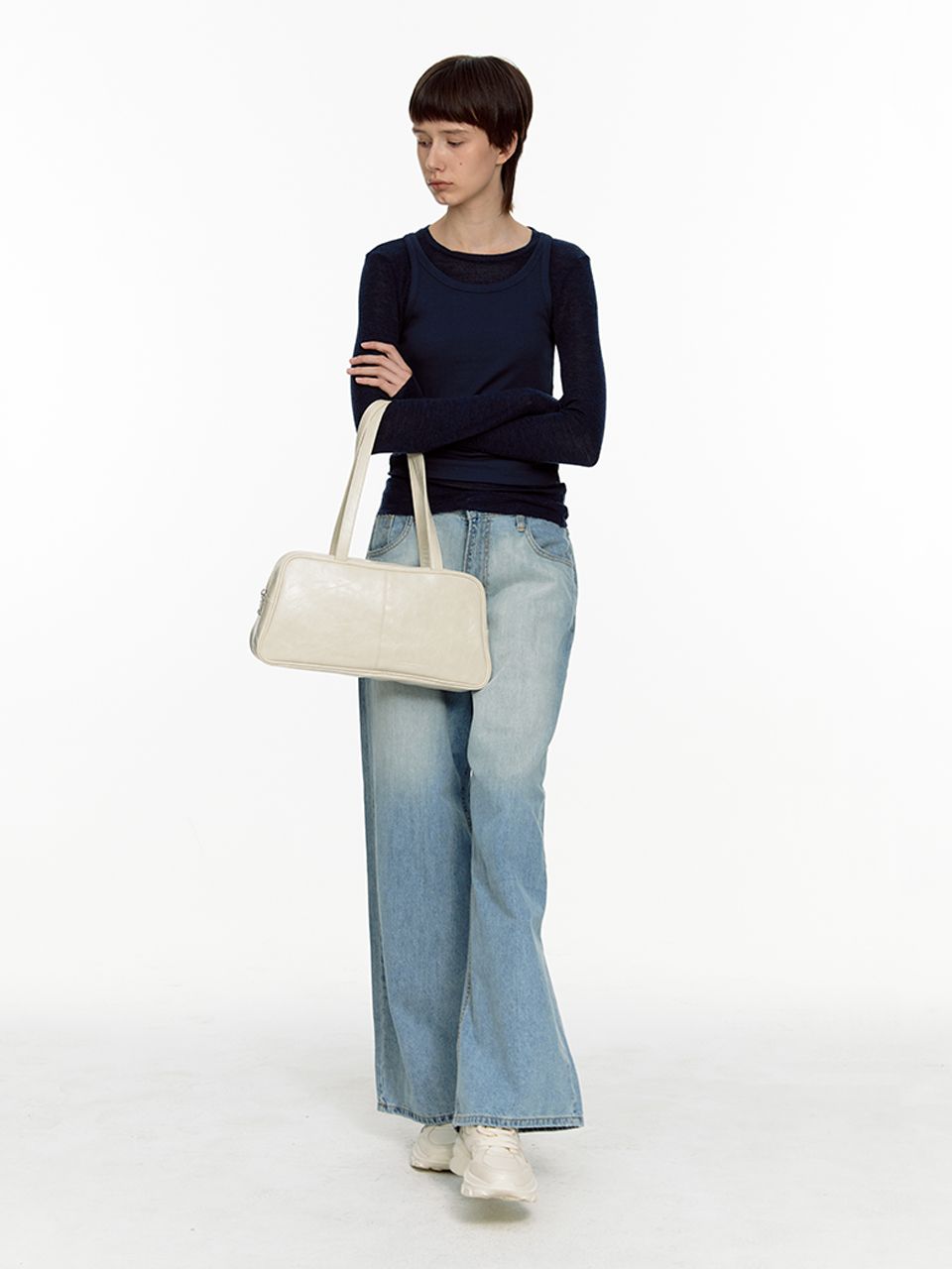 【FILLINTHEBLANK】 Trapezoid Baguette Shoulder Bag Trapezoid Baguette Shoulder Bag (crack)(brown