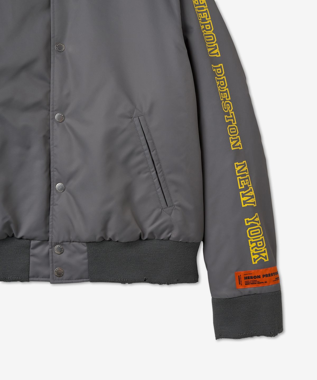 헤론 프레스톤(HERON PRESTON) HP 스폰서 나일론 바시티 재킷 - 그레이 / HMEK001S23FAB0010925