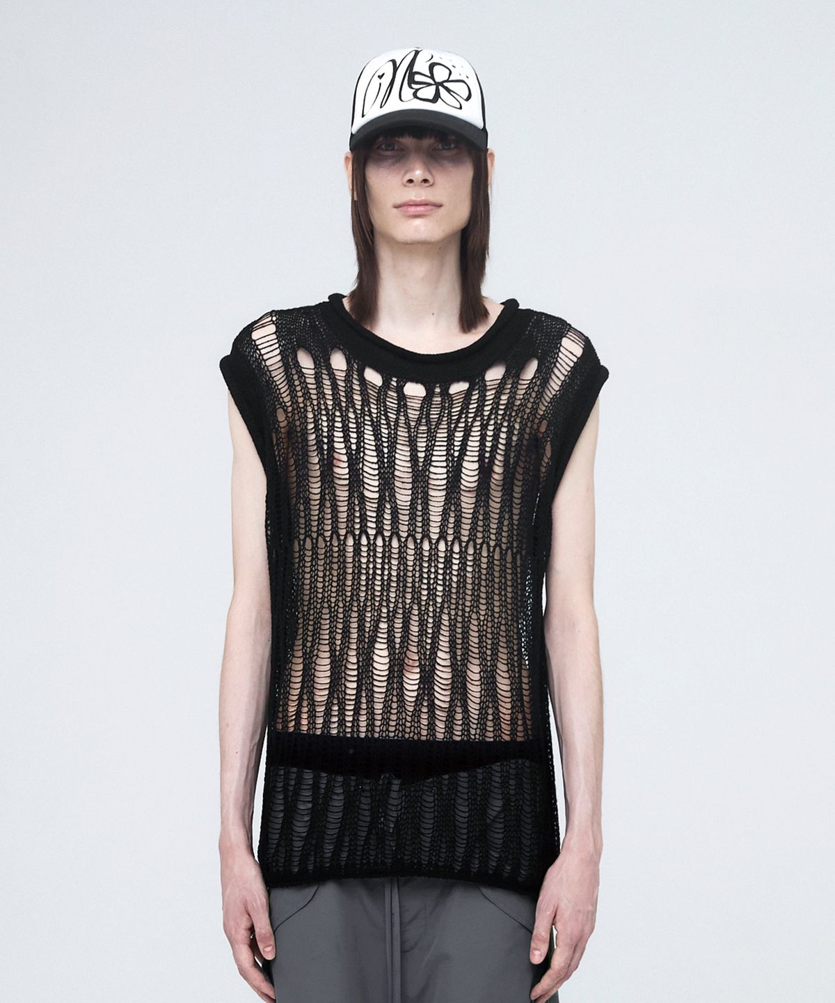 나체(NACHE) SPARSE KNIT VEST (UNISEX) IVORY